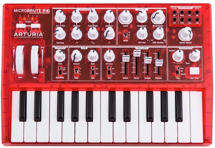 Arturia MicroBrute Red Analog Synthesizer Keyboard, Main