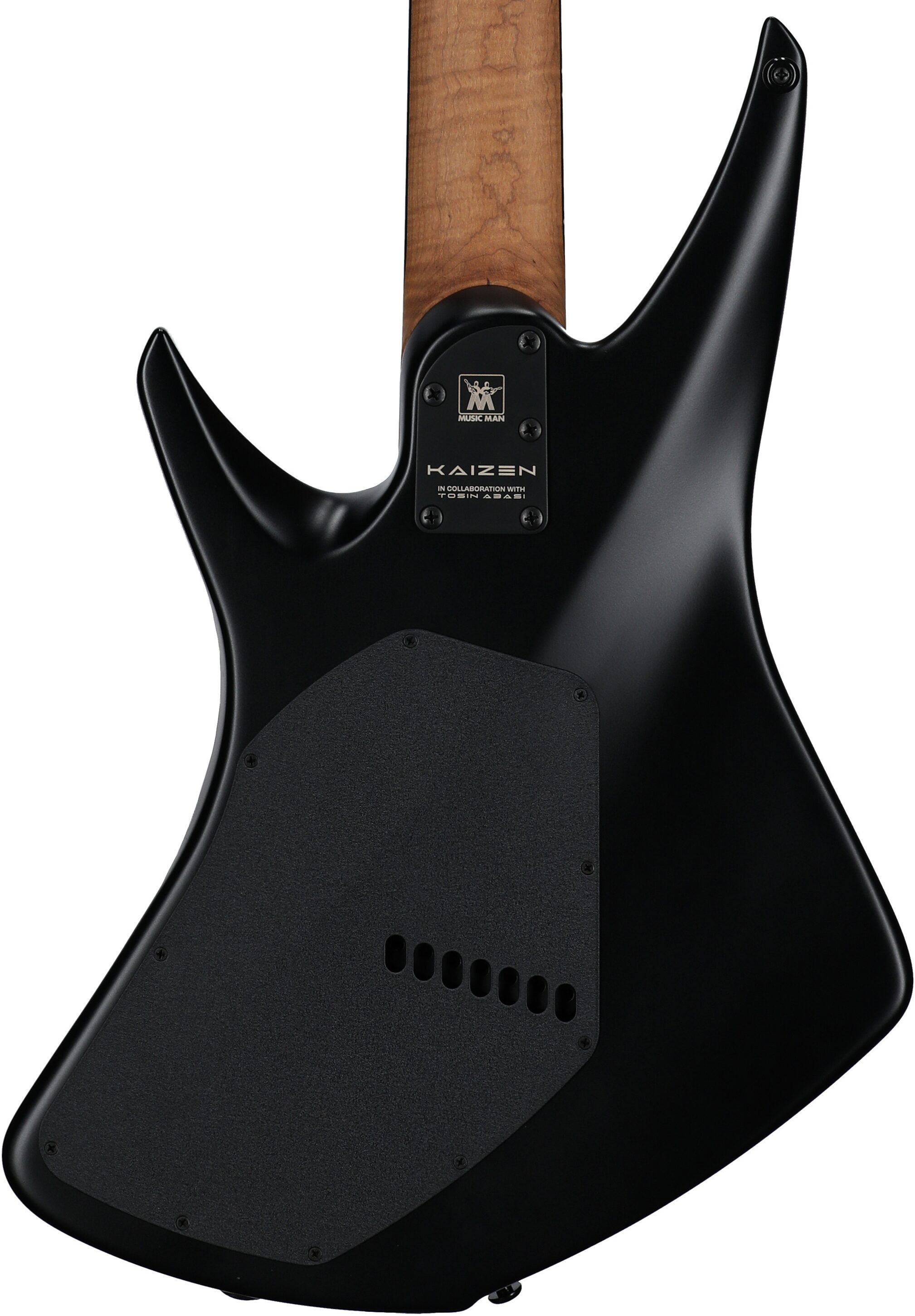 Ernie Ball Music Man Kaizen 7 Electric Guitar (with Case), Apollo Black, Serial Number S08562, Body Straight Back