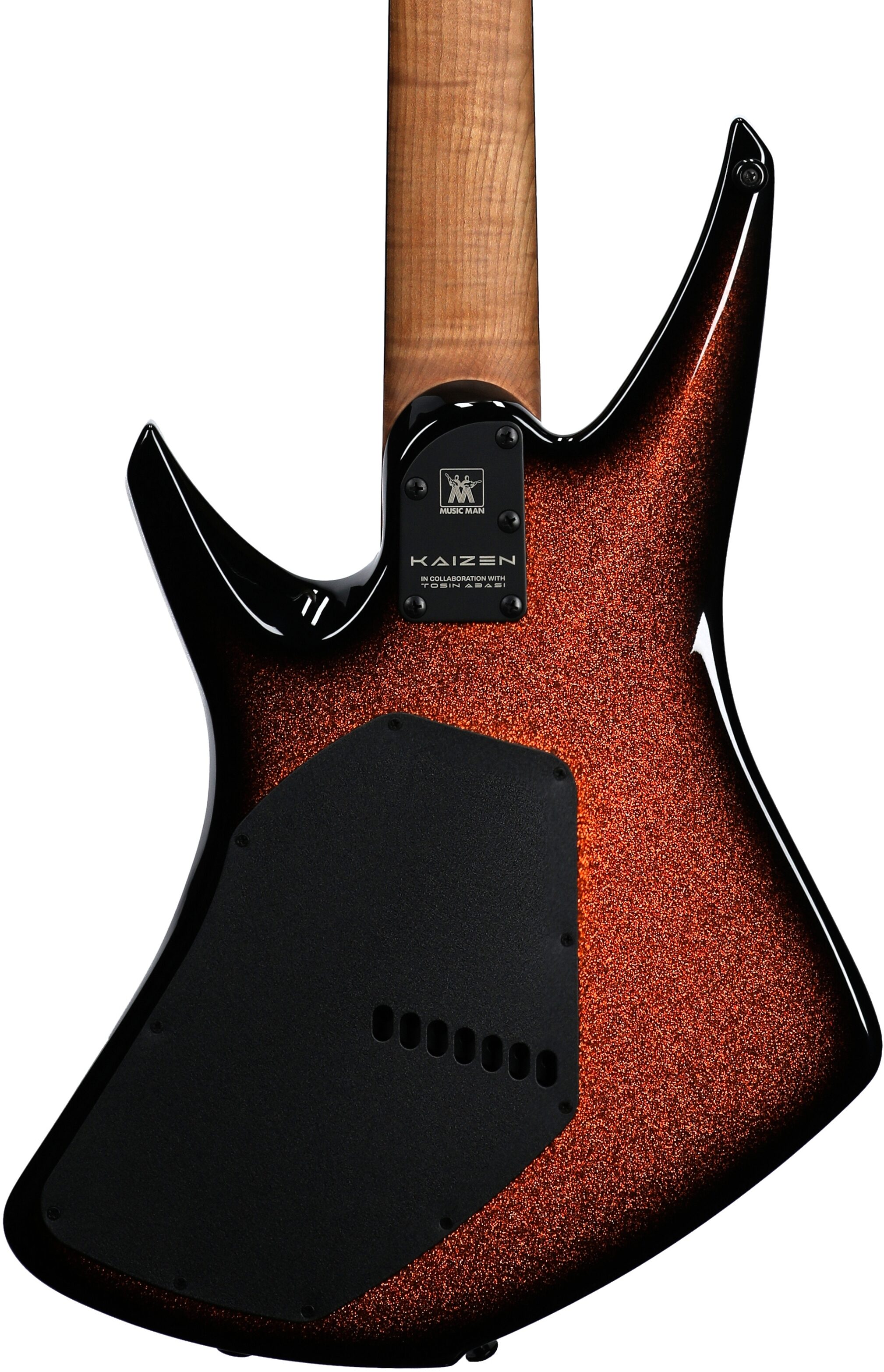 Ernie Ball Music Man Kaizen 7 Electric Guitar (with Case), Ember Burst, Serial Number S10101, Body Straight Back