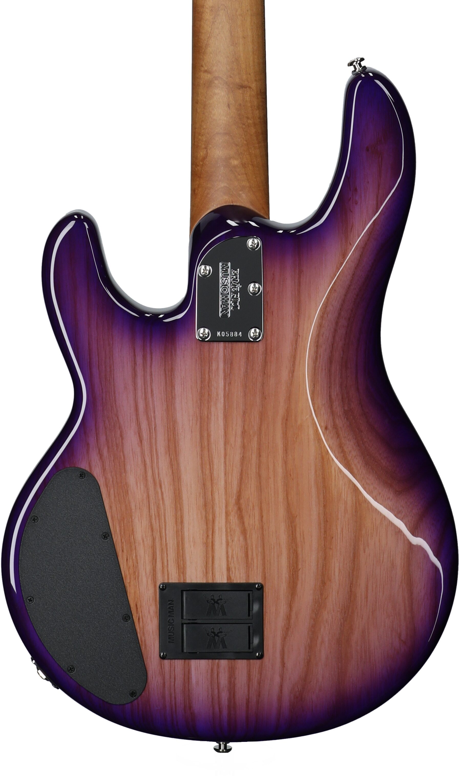 Ernie Ball Music Man StingRay Special HH Electric Bass (with Case), Purple Sunset, Serial Number K05884, Body Straight Back