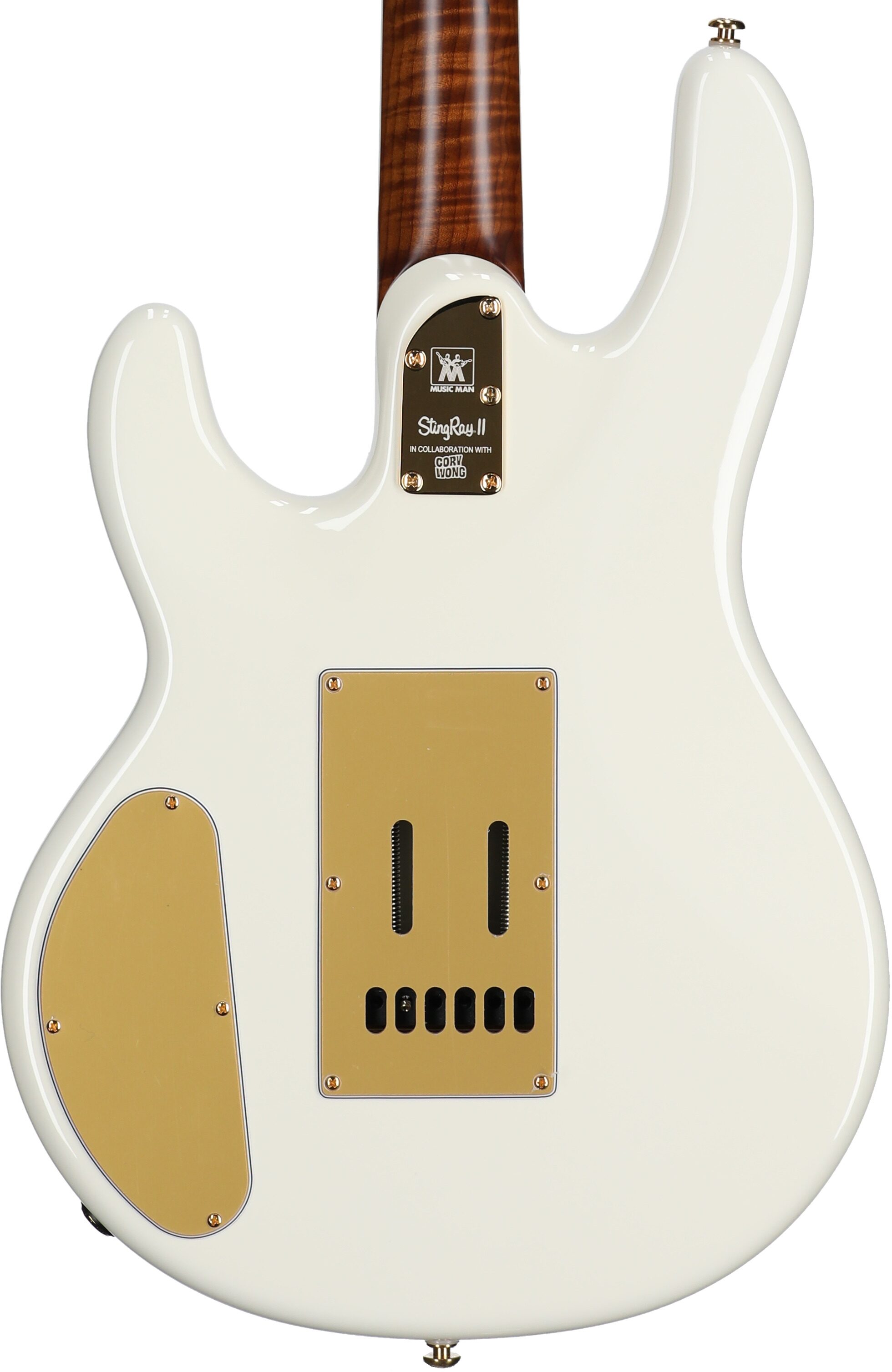 Ernie Ball Music Man StingRay II Cory Wong Deluxe Electric Guitar, Pearl White, Serial Number S12049, Body Straight Back