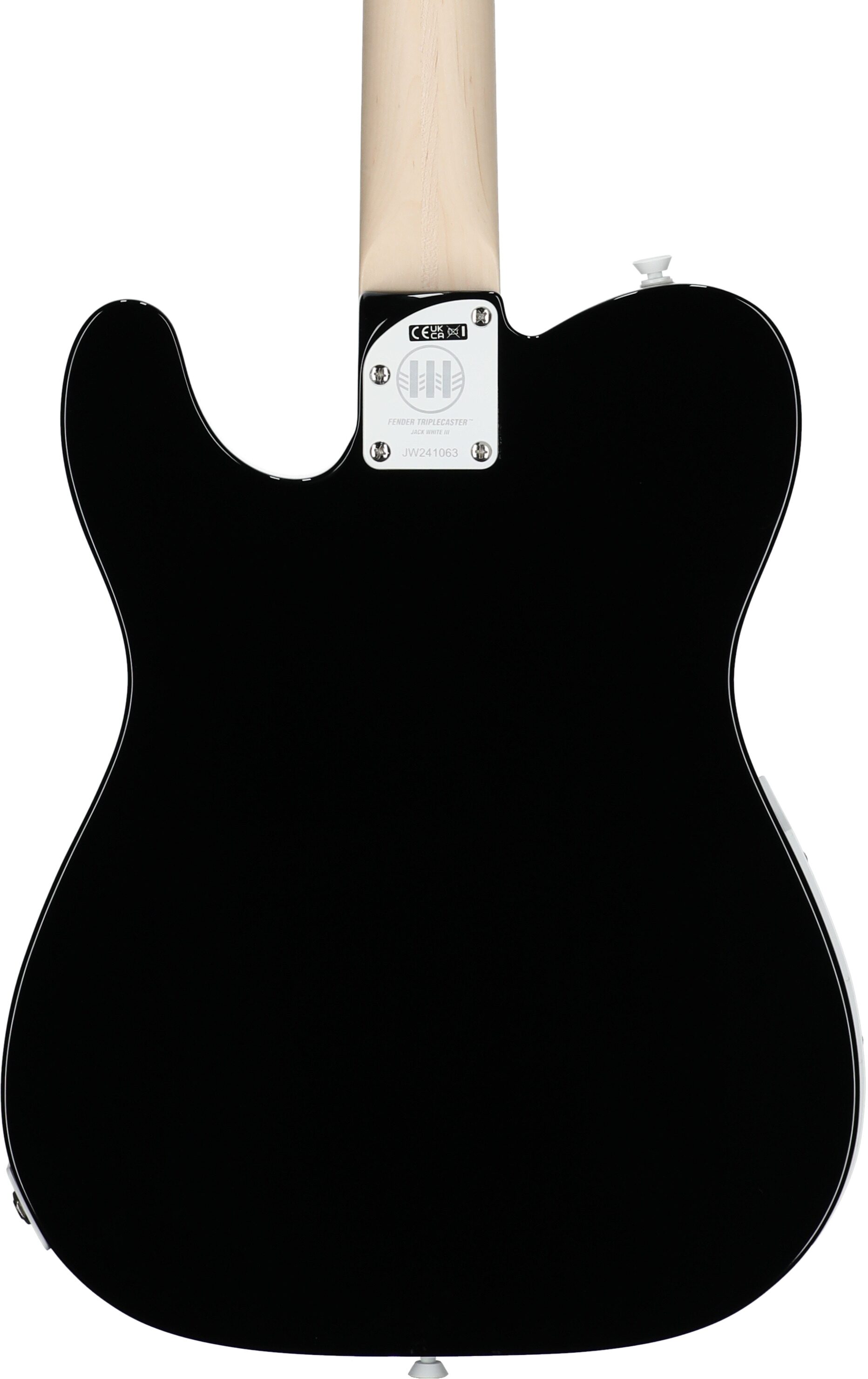 Fender Limited Edition Jack White Triplecaster Telecaster Electric Guitar, Maple Fingerboard (with Case), Black, Serial Number JW241063, Body Straight Back