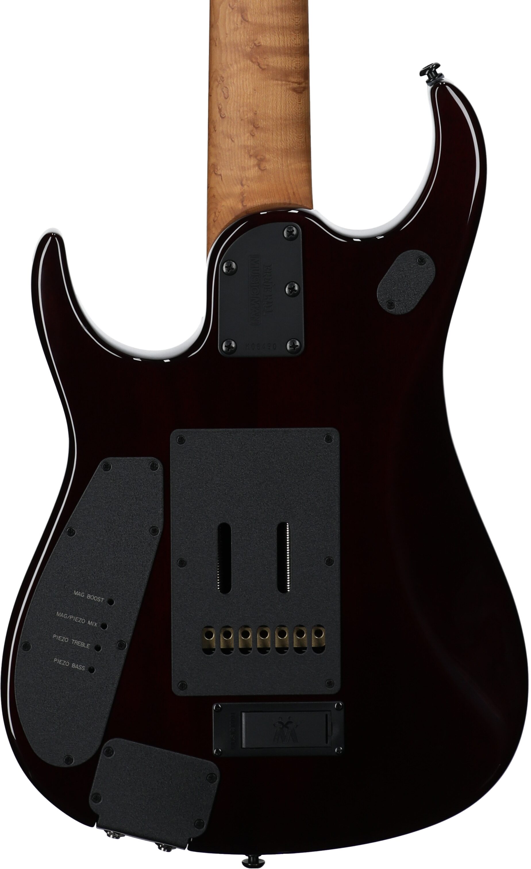 Ernie Ball Music Man Petrucci JP157 Electric Guitar (with Case), Amber Waves Quilt, Serial Number K06490, Body Straight Back