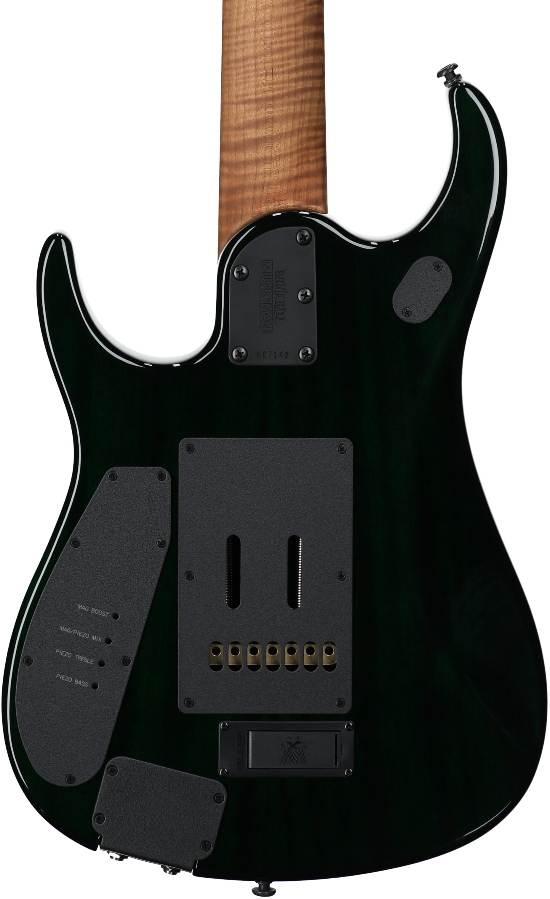 Ernie Ball Music Man John Petrucci JP15 7 Electric Guitar, 7-String (with Case), Tiger Eye Flame, Serial Number K07142, Body Straight Back