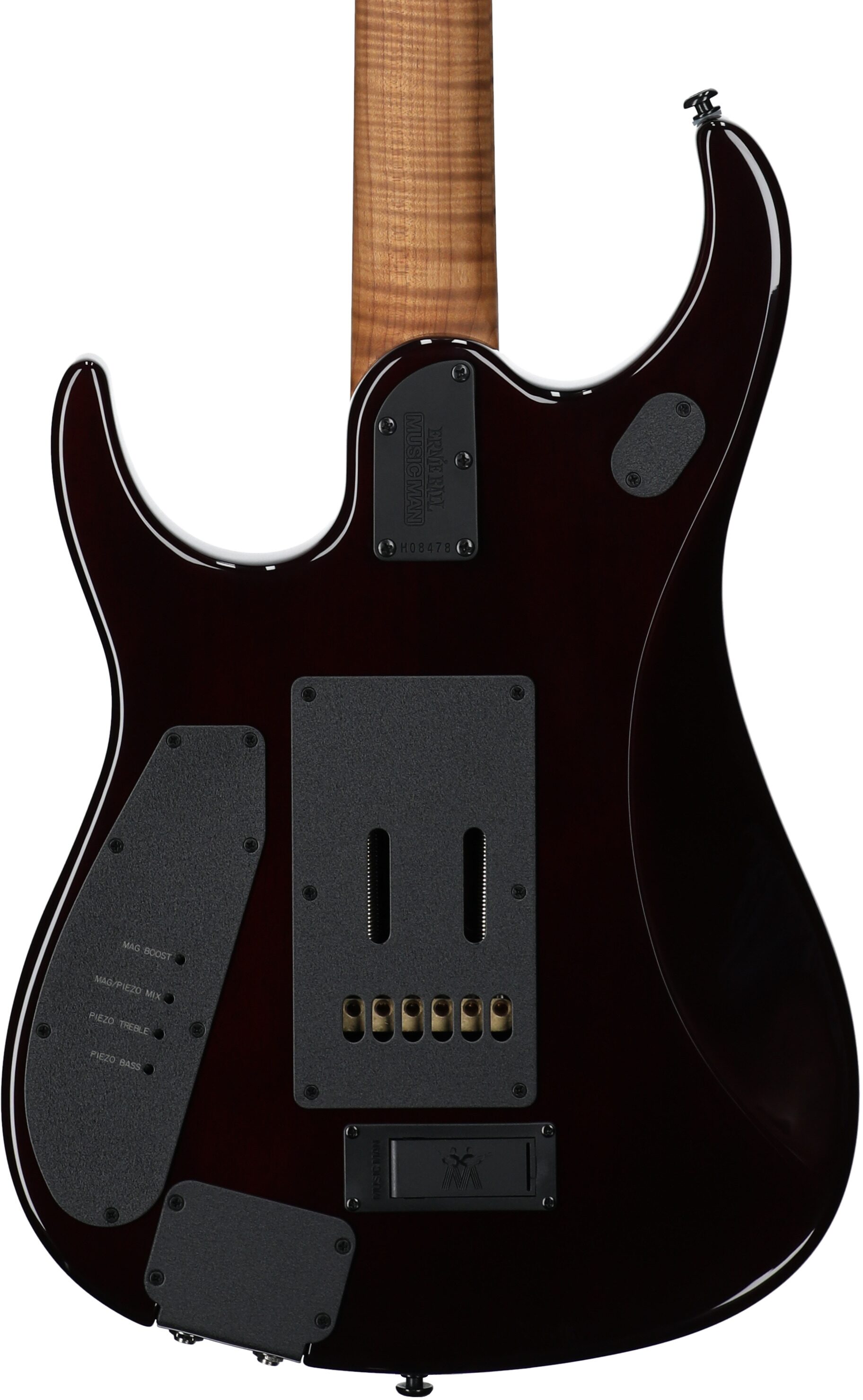 Ernie Ball Music Man John Petrucci JP15 Electric Guitar (with Case), Amber Waves Flame, Serial Number H08478, Body Straight Back