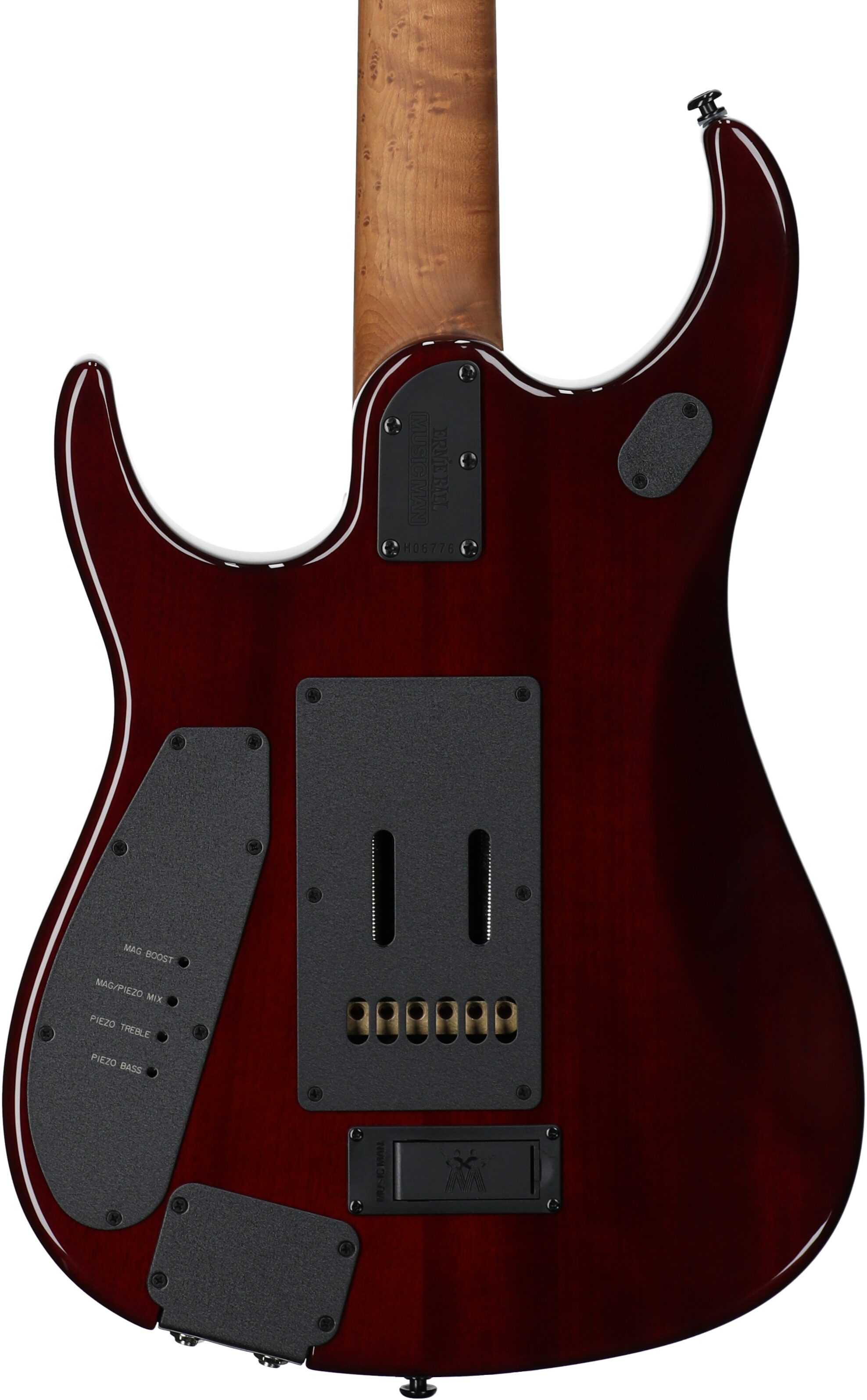 Ernie Ball Music Man John Petrucci JP15 Electric Guitar (with Case), Red Tide Flame, Serial Number H06776, Body Straight Back