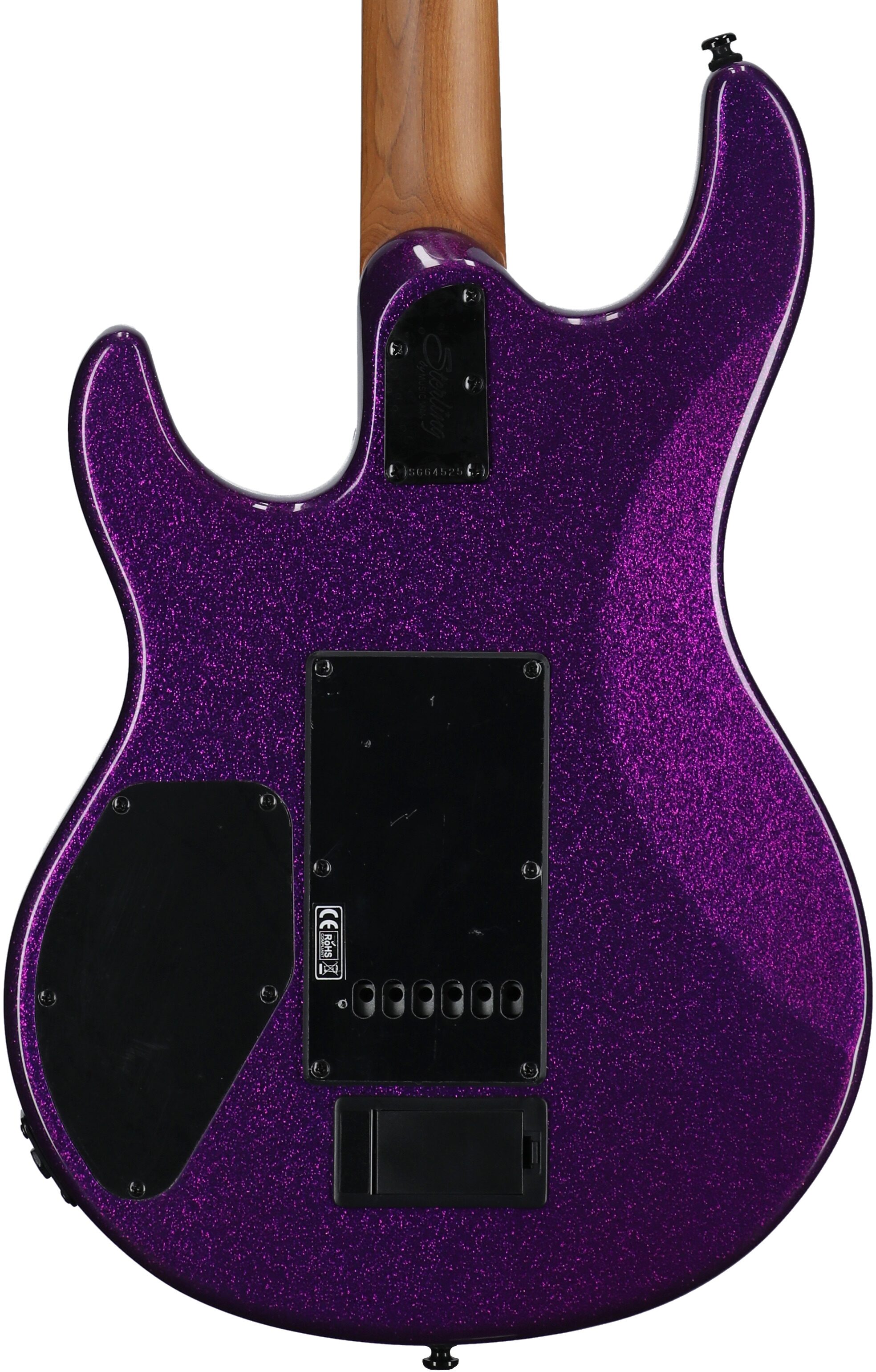 Sterling by Music Man LK100 Luke Electric Guitar, Purple Sparkle, Body Straight Back