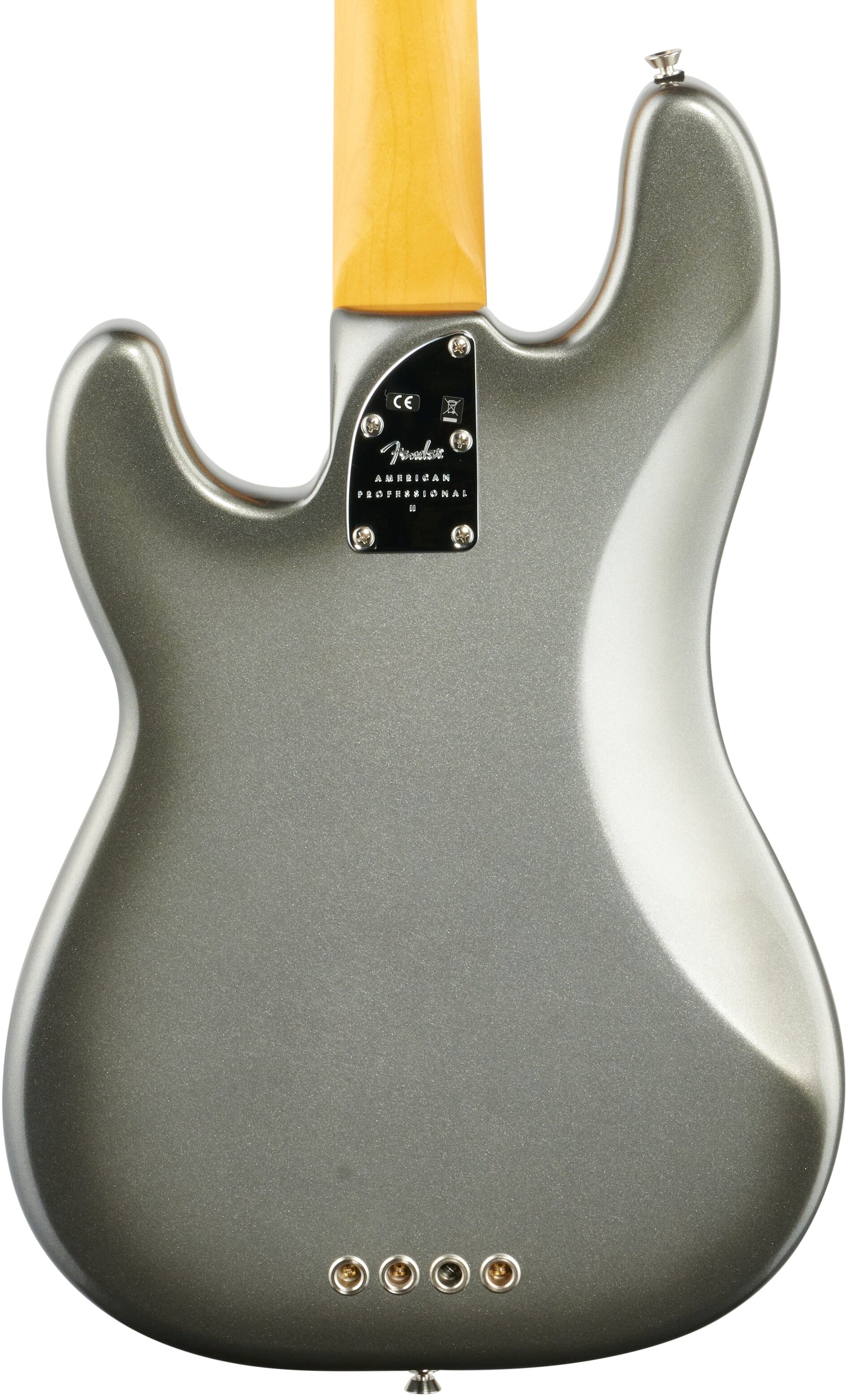 Fender American Pro II Precision Electric Bass, Rosewood Fingerboard (with Case), Mercury, Body Straight Back