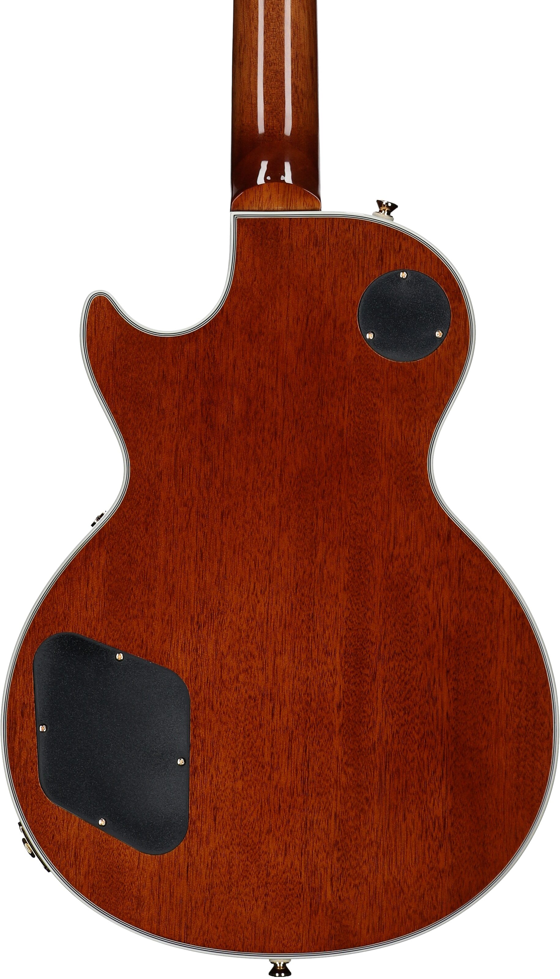 Epiphone Exclusive Les Paul Custom AAA Quilt Top Electric Guitar (with Gig Bag), Transparent Amber, Body Straight Back