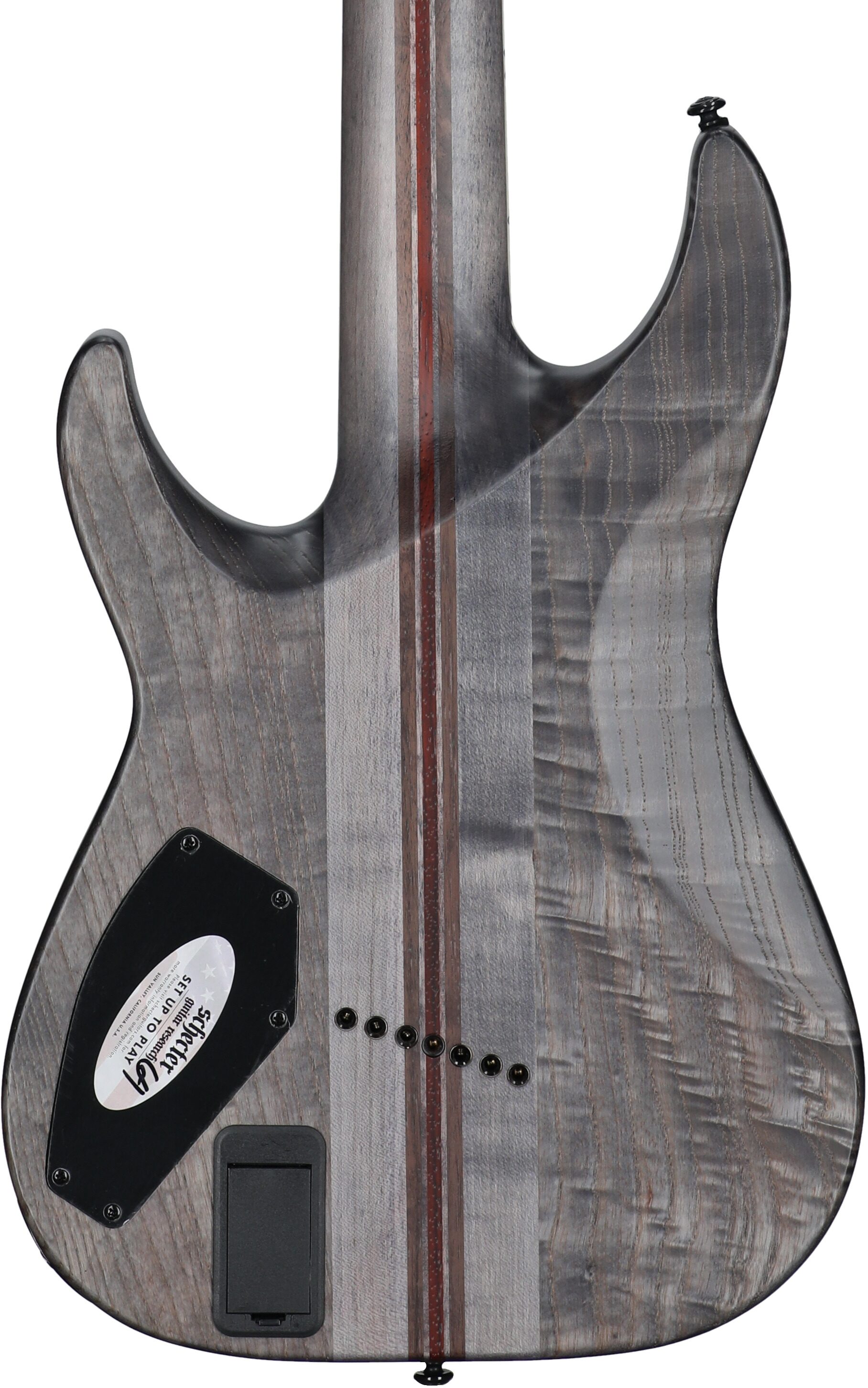 Schecter C-7 Multiscale SLS Elite Evil Twin Electric Guitar, Satin Black, Body Straight Back