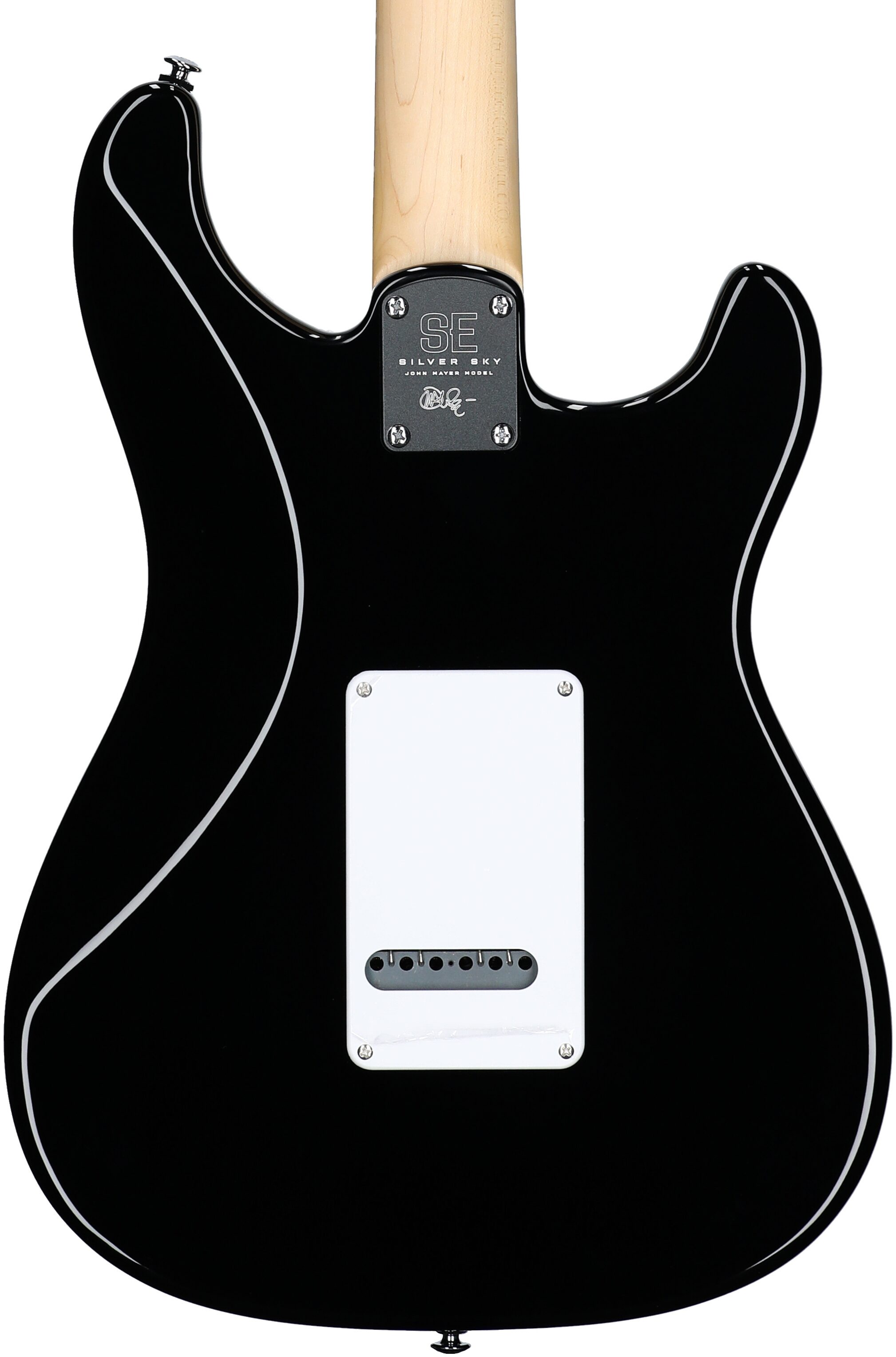 PRS Paul Reed Smith SE Silver Sky Electric Guitar, Left-Handed, Maple Fretboard (with Gig Bag), Piano Black, Body Straight Back