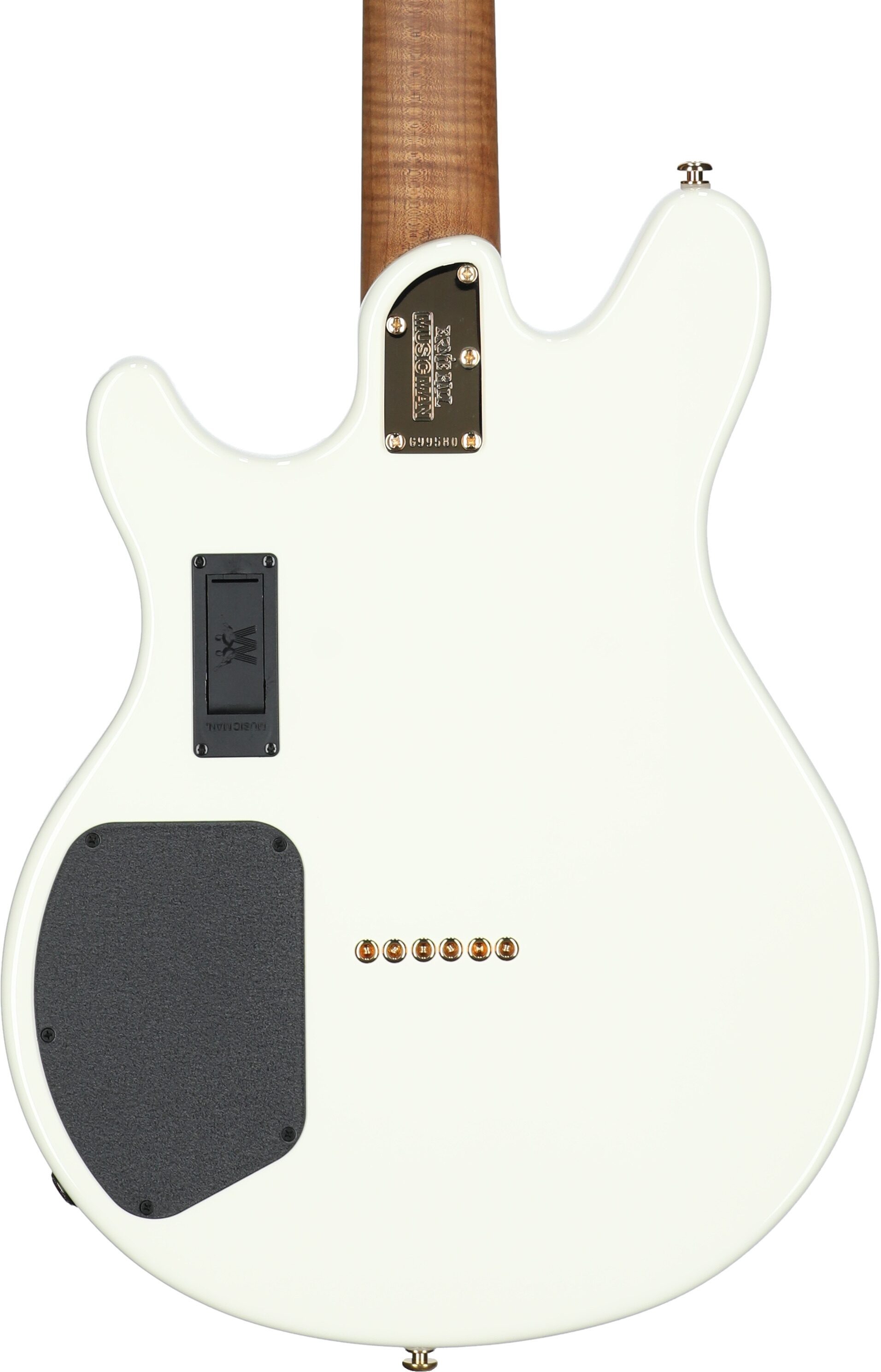 Ernie Ball Music Man James Valentine HH Electric Guitar (with MONO Bag), Ivory White, Body Straight Back