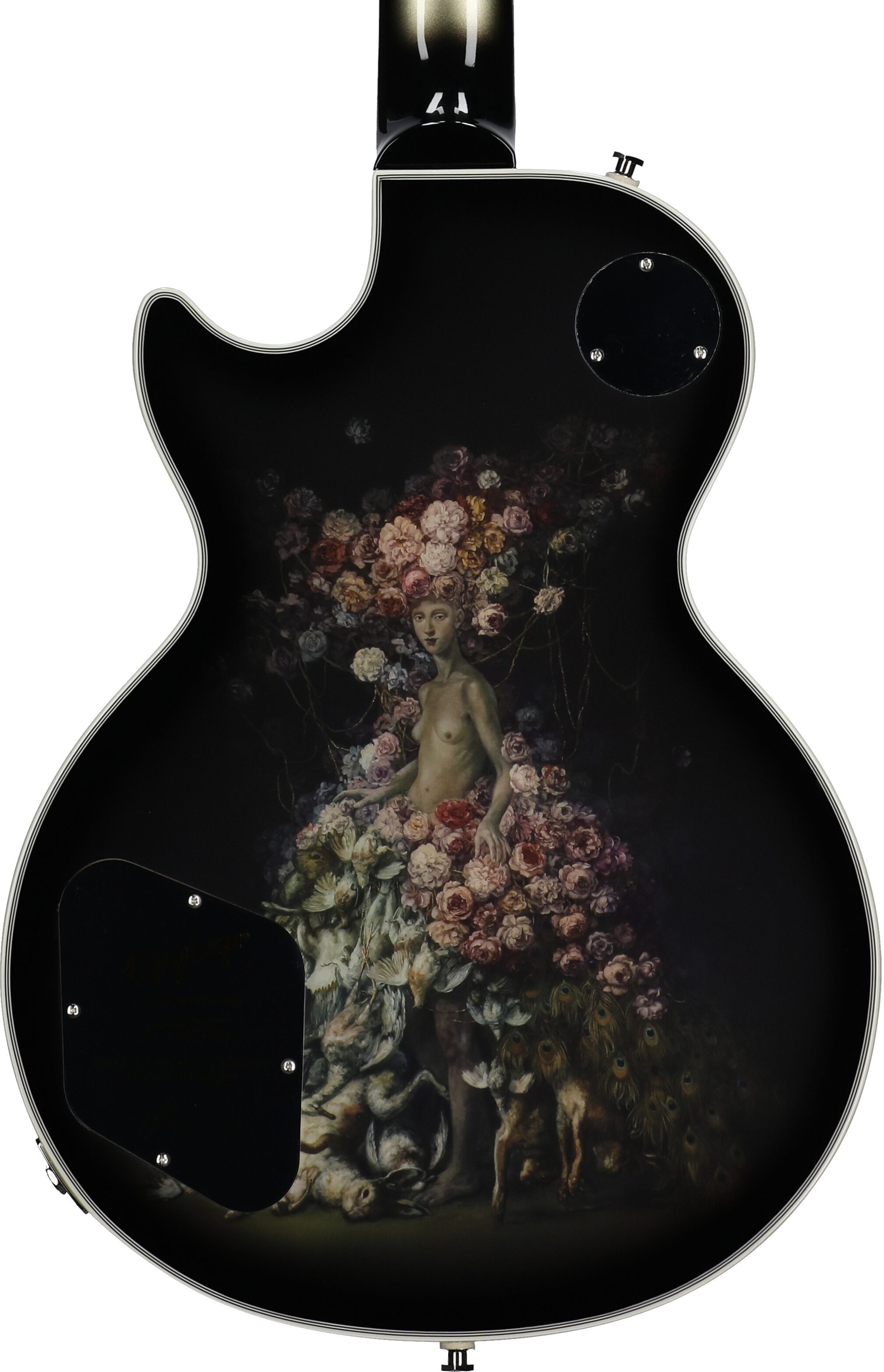 Epiphone Adam Jones Les Paul Custom Electric Guitar (with Case), "Self-Portrait as Not Dead Yet" by Julie Heffernan, Body Straight Back