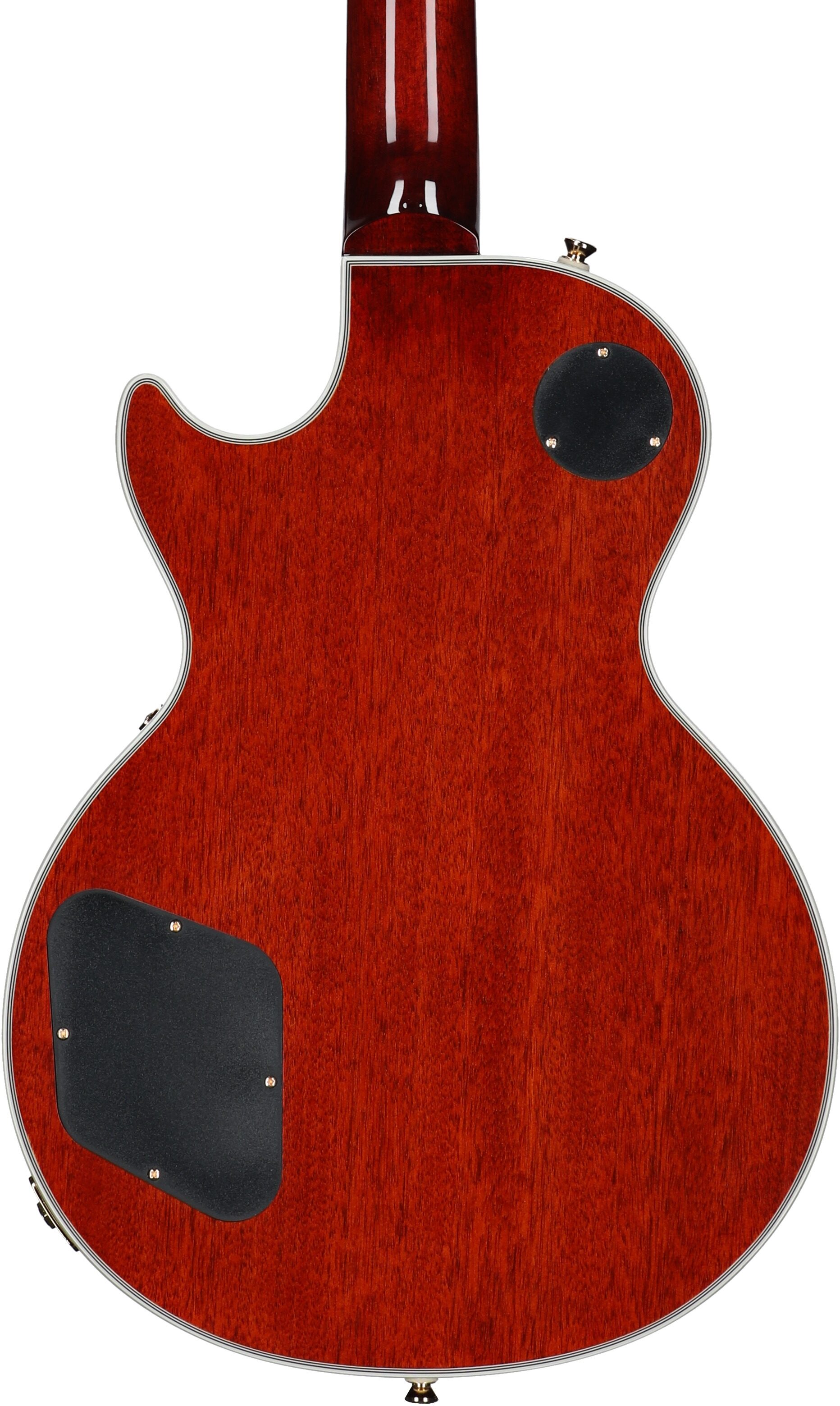 Epiphone Exclusive Les Paul Custom AAA Quilt Top Electric Guitar (with Gig Bag), Heritage Cherry Sunburst, Body Straight Back