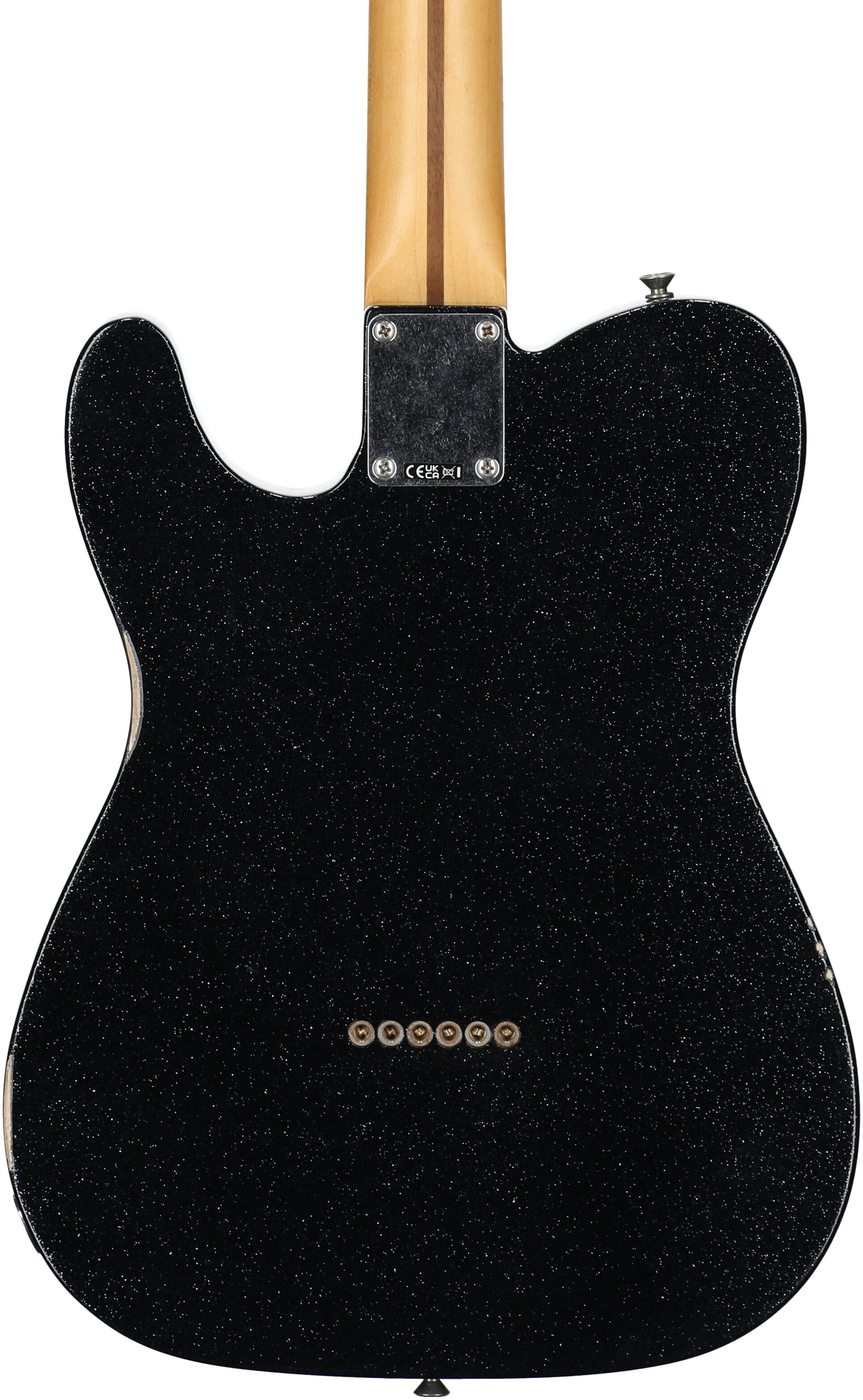 Fender Brad Paisley Worn Telecaster Electric Guitar (with Gig Bag), Black Sparkle, Body Straight Back