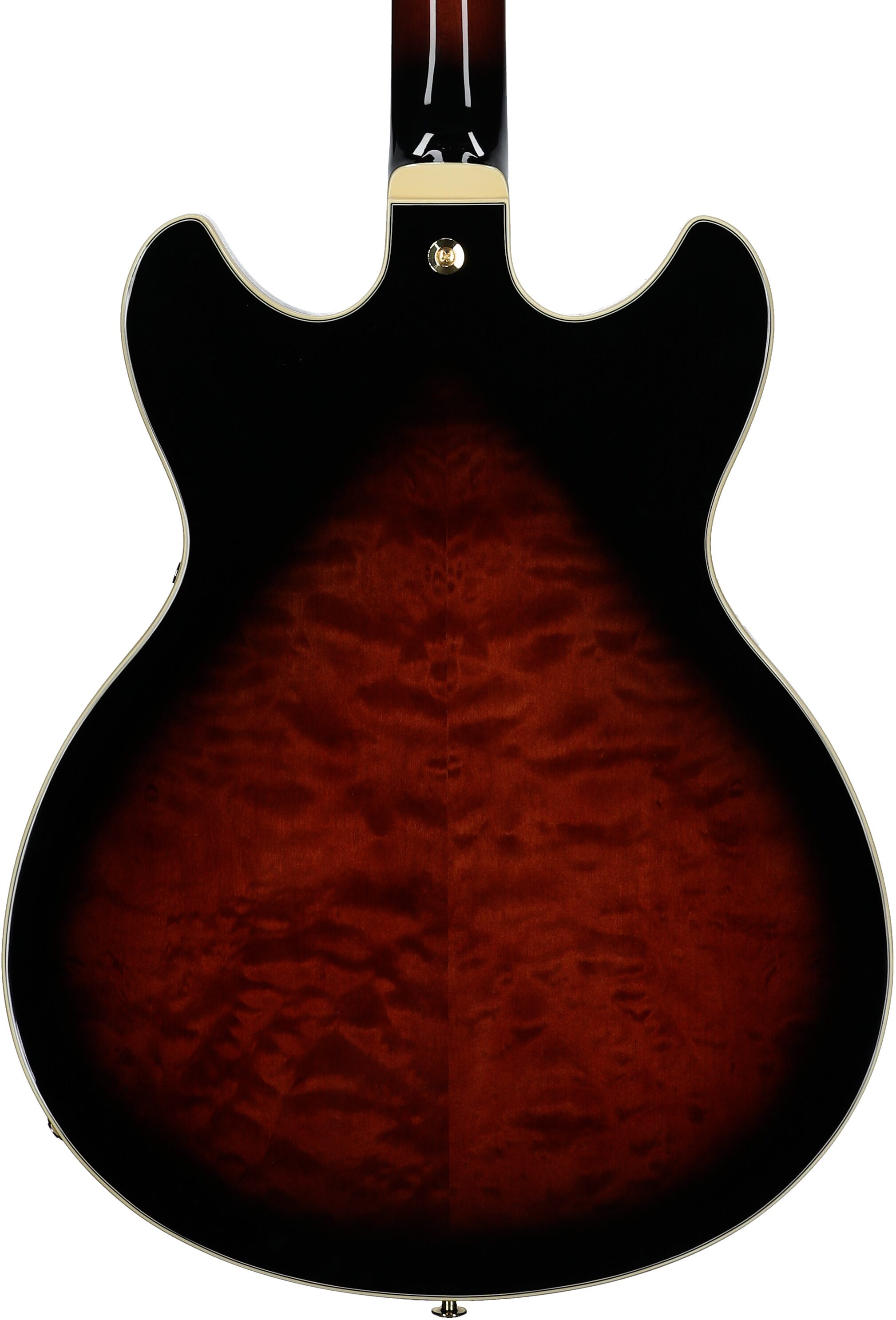 Ibanez AS93QMSP Artcore Electric Guitar, Dark Brown Sunburst, Body Straight Back