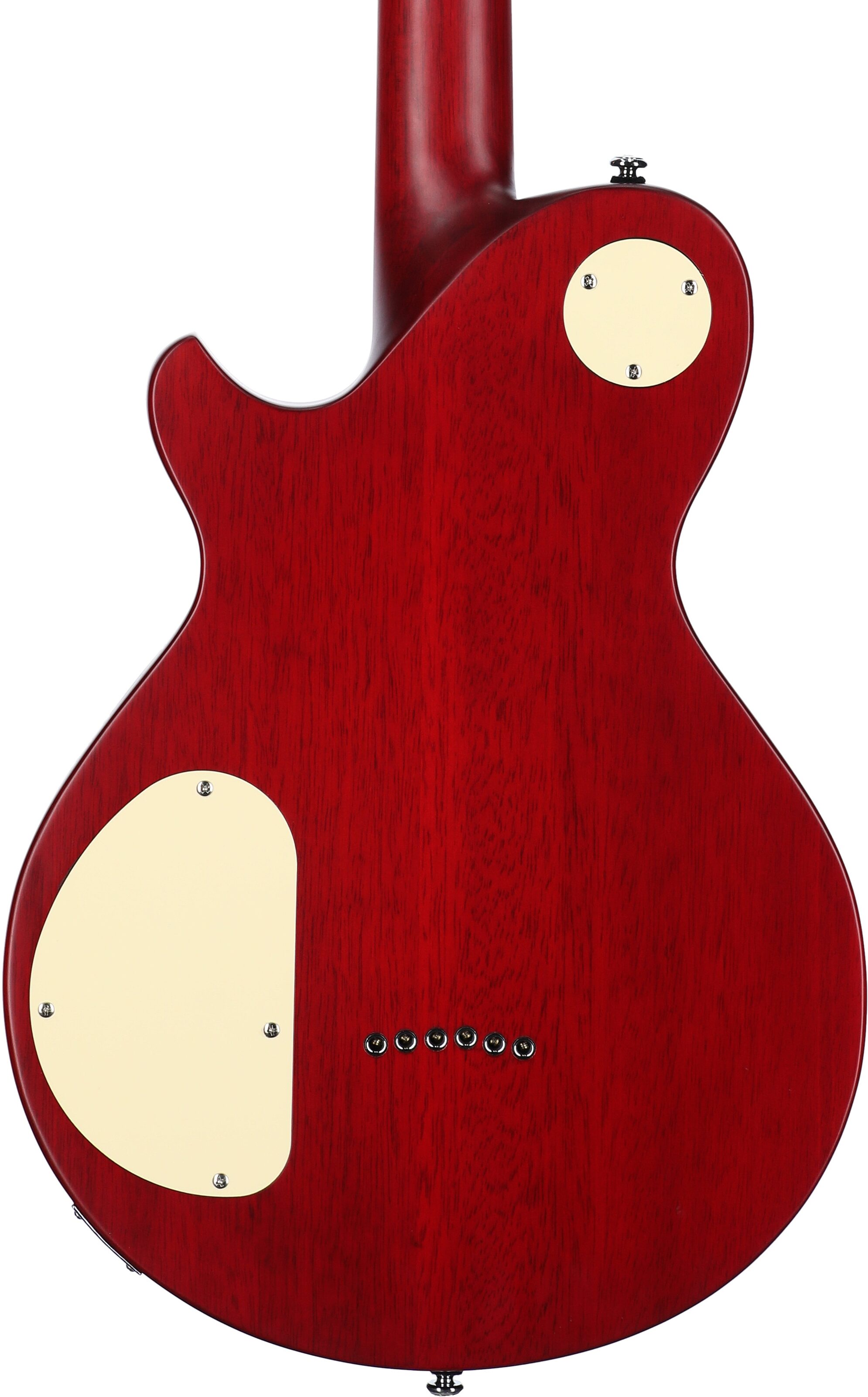 Michael Kelly Patriot Decree SB Slim Body Open Pore Electric Guitar, Transparent Red, Body Straight Back