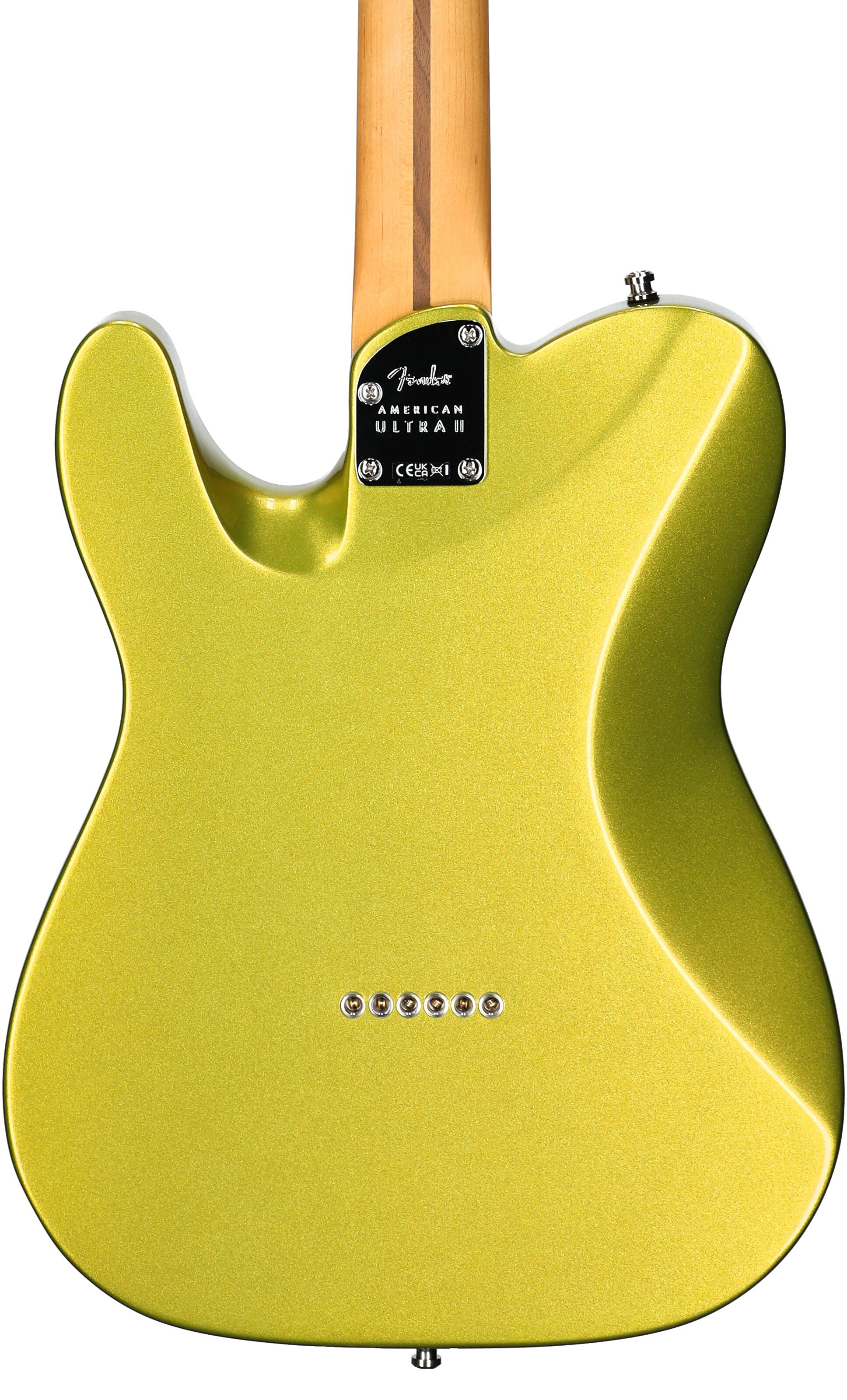 Fender American Ultra II Telecaster Electric Guitar, Ebony Fingerboard (with Case), Solar Flare, Body Straight Back
