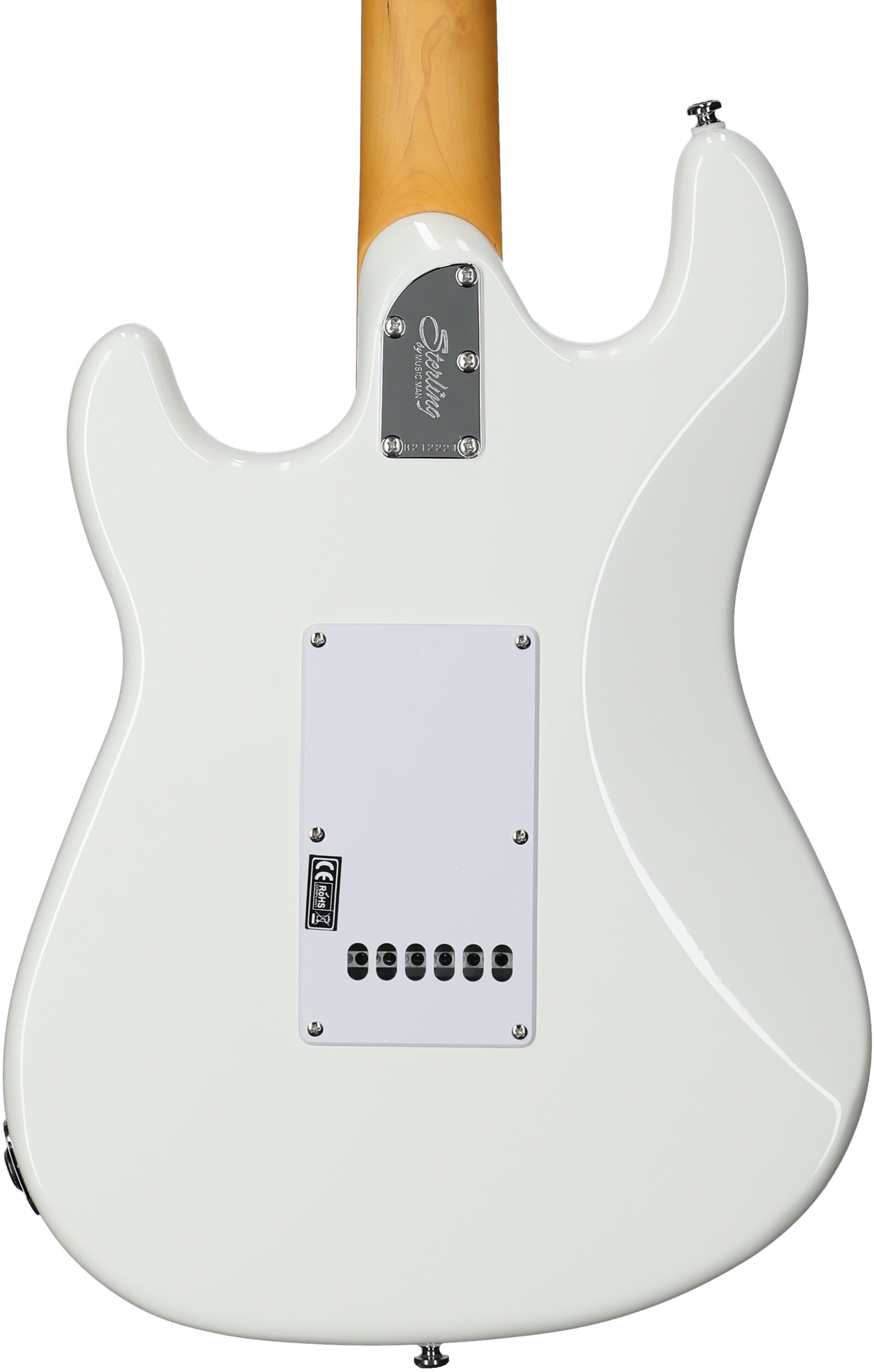 Sterling by Music Man CT30CHSS Cutlass HSS Electric Guitar, Olympic White, Body Straight Back