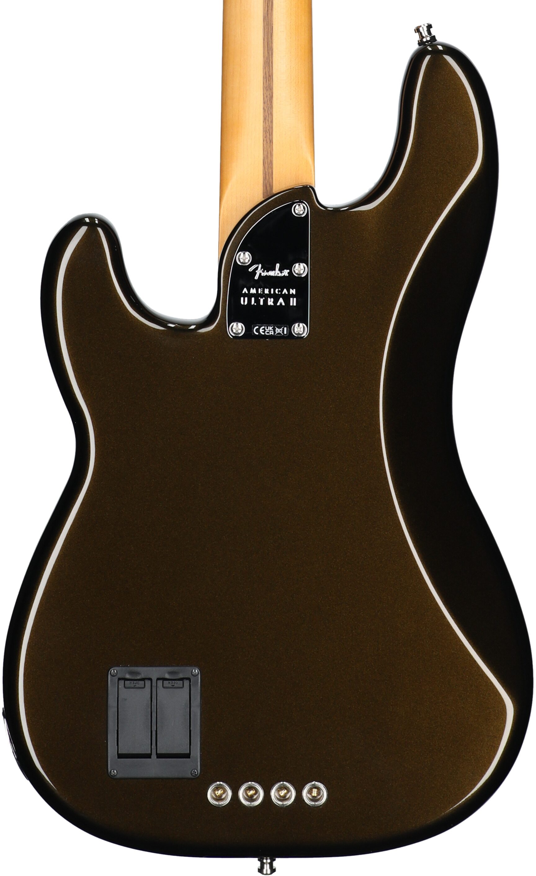 Fender American Ultra II Precision Electric Bass, Ebony Fingerboard (with Case), Texas Tea, Body Straight Back