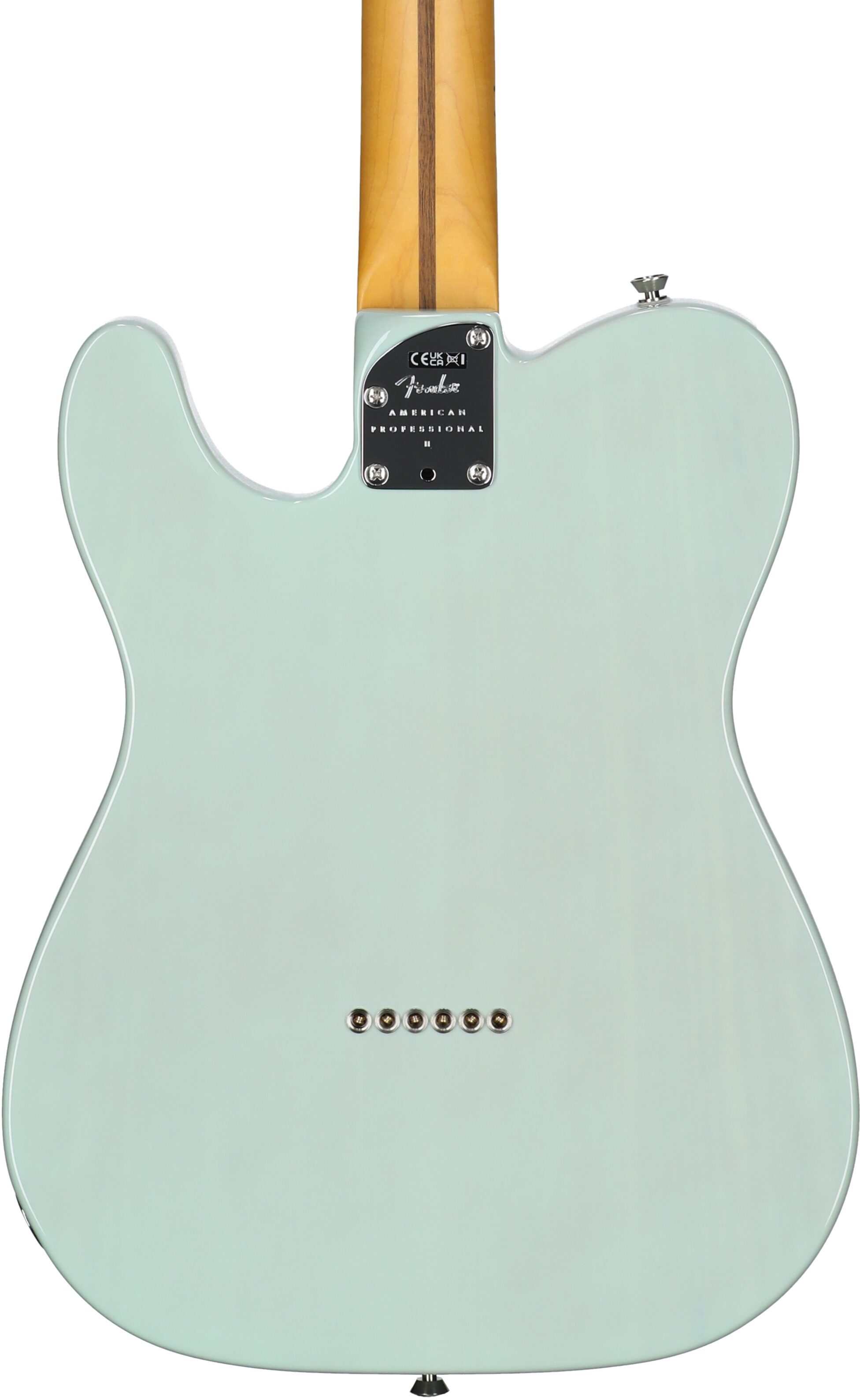Fender Limited Edition American Pro II Telecaster Thinline Electric Guitar (with Case), Transparent Surf Green, Body Straight Back