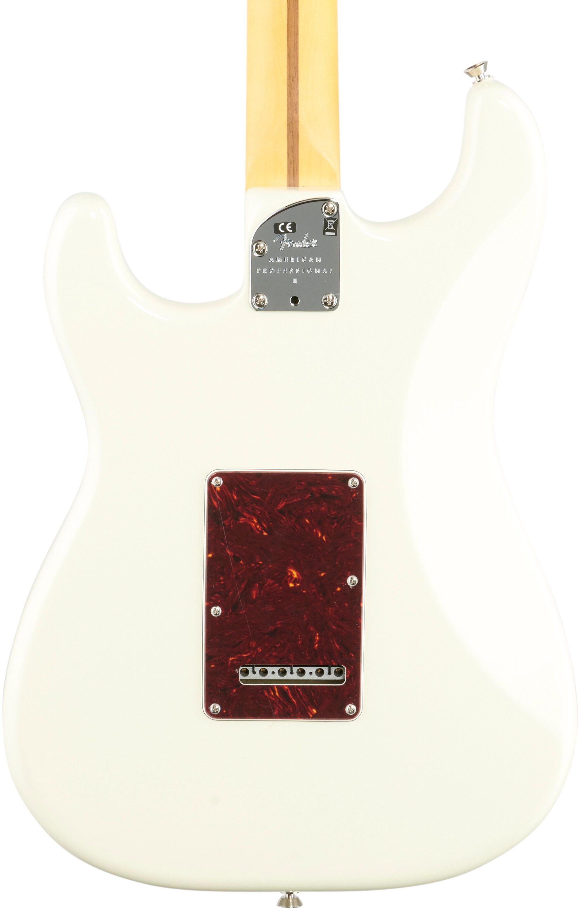 Fender American Pro II Stratocaster Electric Guitar, Maple Fingerboard (with Case), Olympic White, Body Straight Back