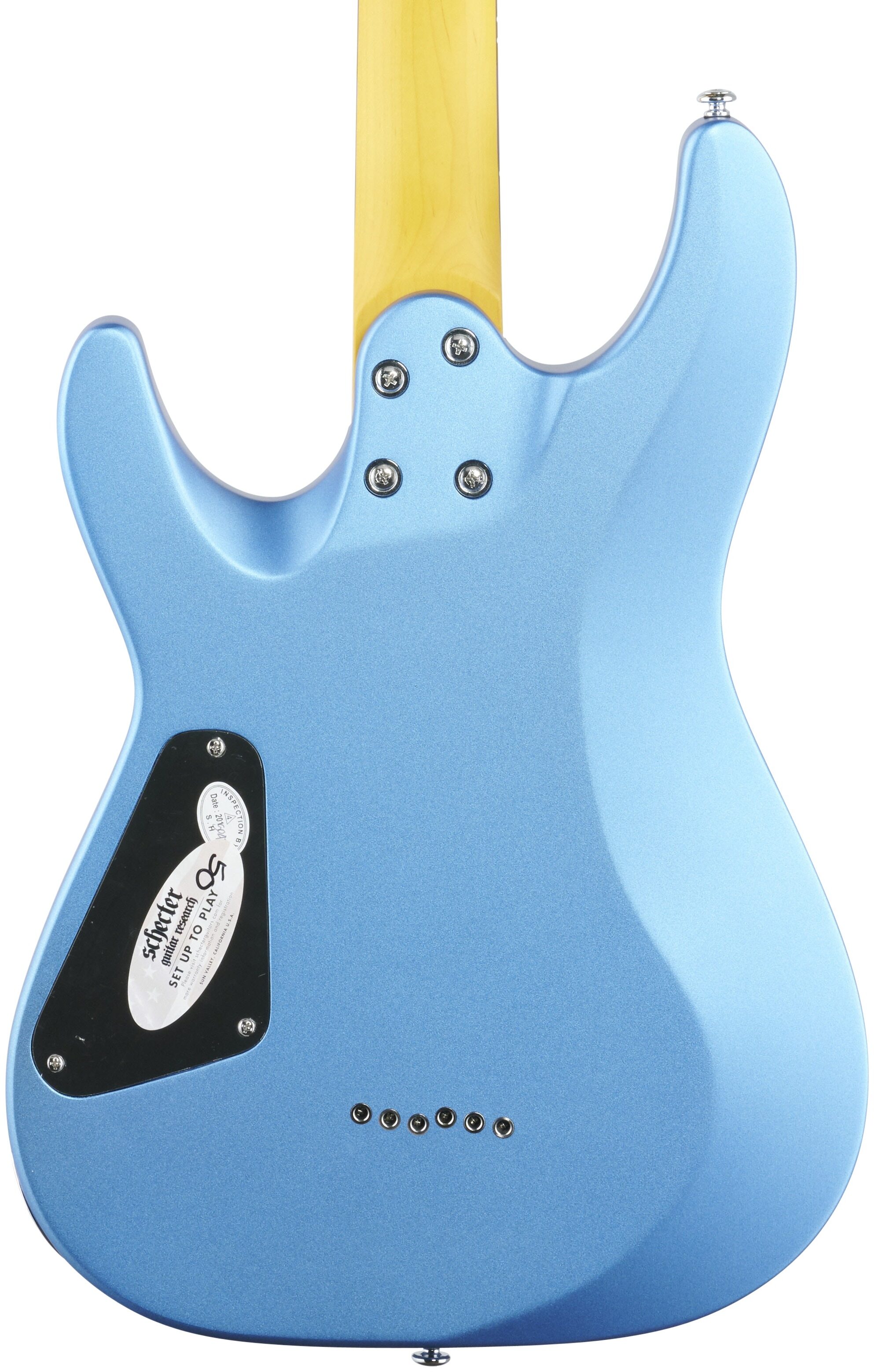 Schecter C-6 Deluxe Electric Guitar, Satin Metallic Light Blue, Body Straight Back