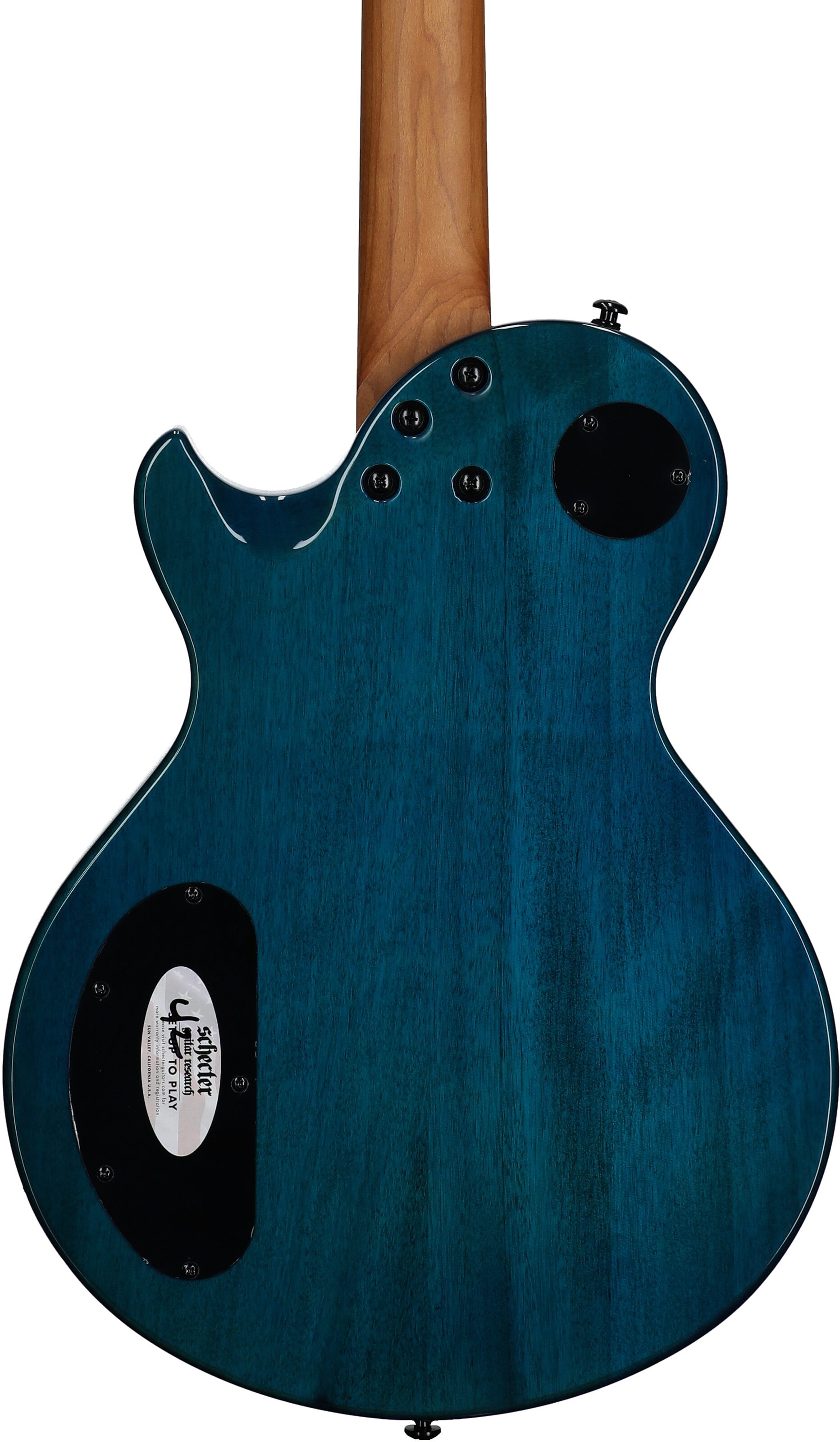 Schecter Solo II Standard Electric Guitar, Ocean Blue Burst Burl, Body Straight Back