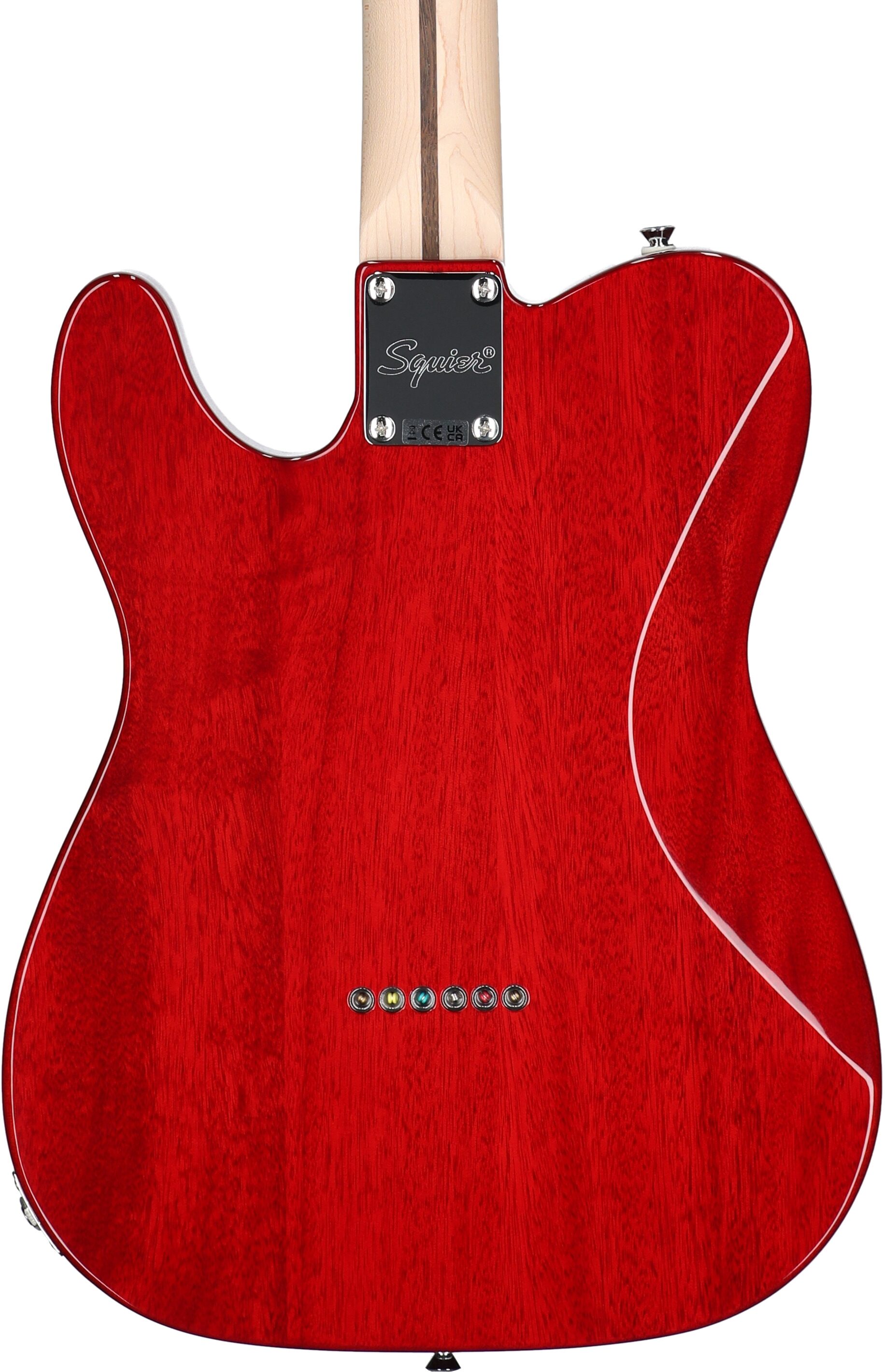 Squier Affinity Telecaster FMT SH Electric Guitar, with Laurel Fingerboard, Crimson Red Transparent, Body Straight Back