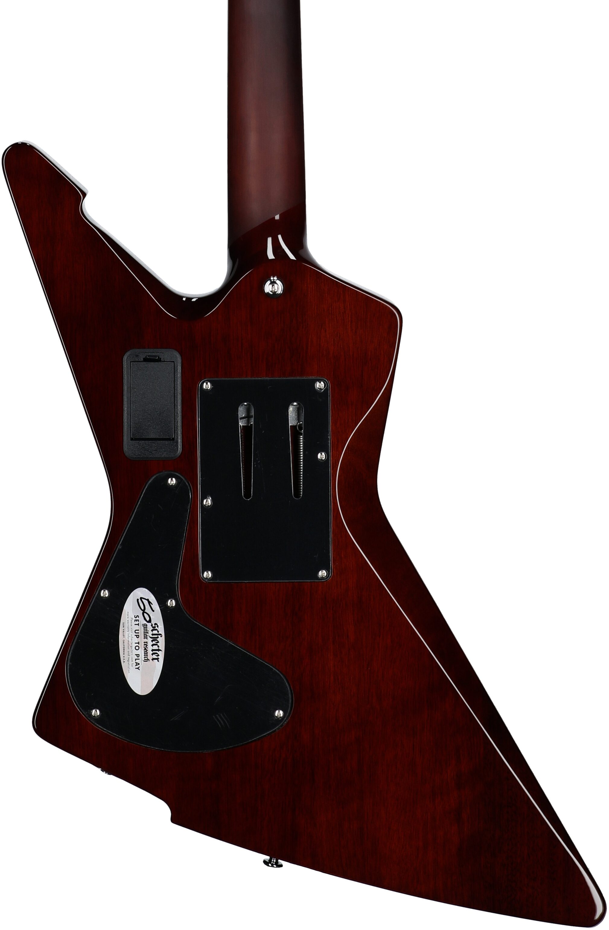 Schecter E-1 FR-S Electro-Resin Electric Guitar, Gloss Natural, Body Straight Back