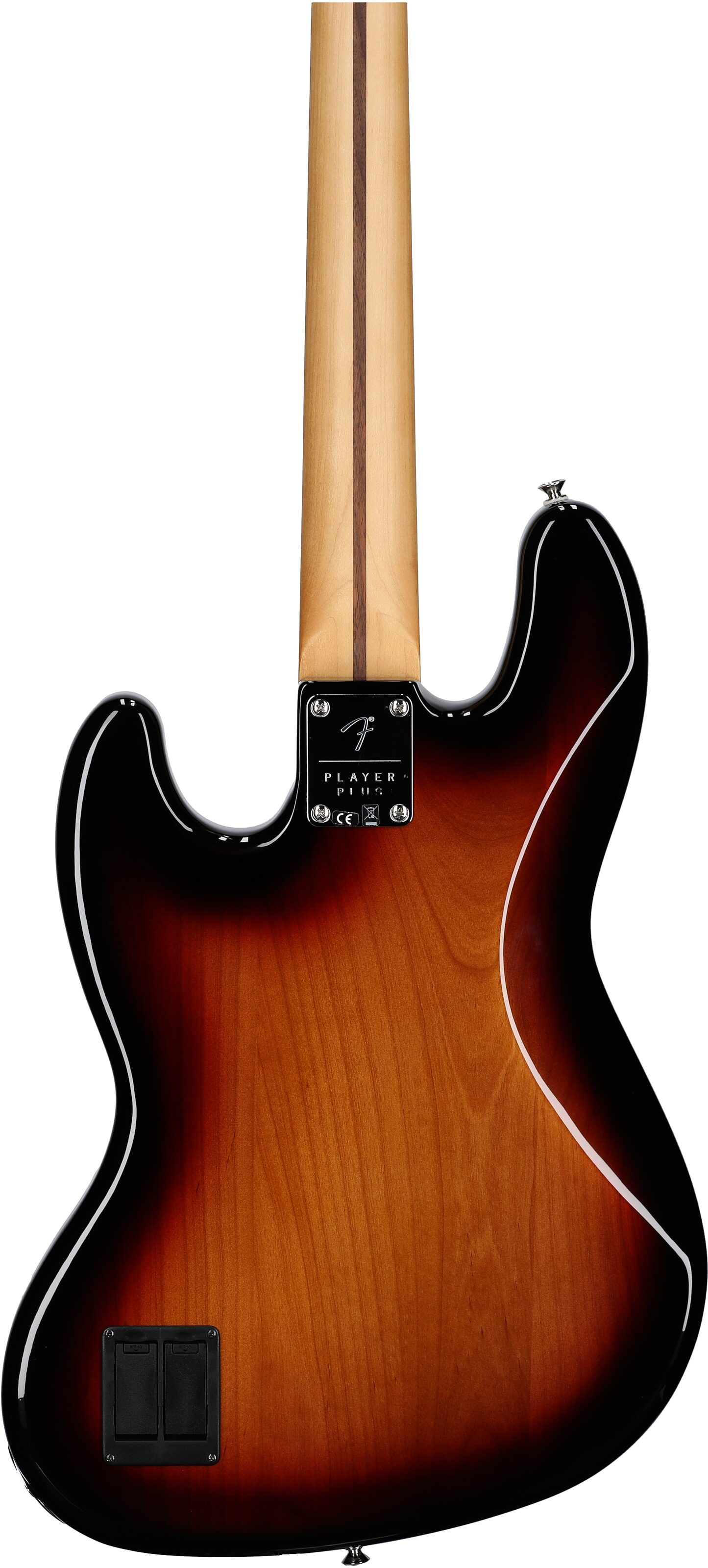 Fender Player Plus Jazz Electric Bass, Pau Ferro Fingerboard (with Gig Bag), 3-Color Sunburst, USED, Scratch and Dent, Body Straight Back