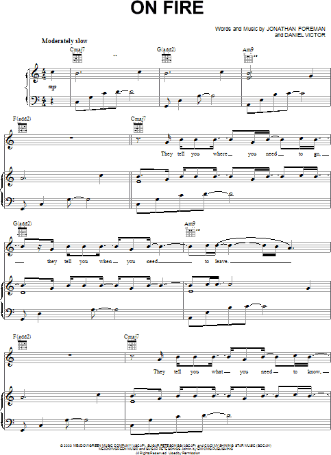 On Fire - Piano/Vocal/Guitar, New, Main