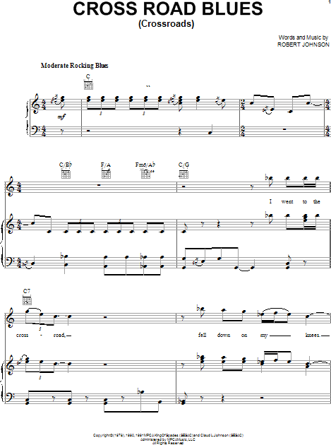 Cross Road Blues (Crossroads) By Robert Johnson Robert Johnson - Digital  Sheet Music For Piano/Vocal/Guitar - Download & Print HX.6566