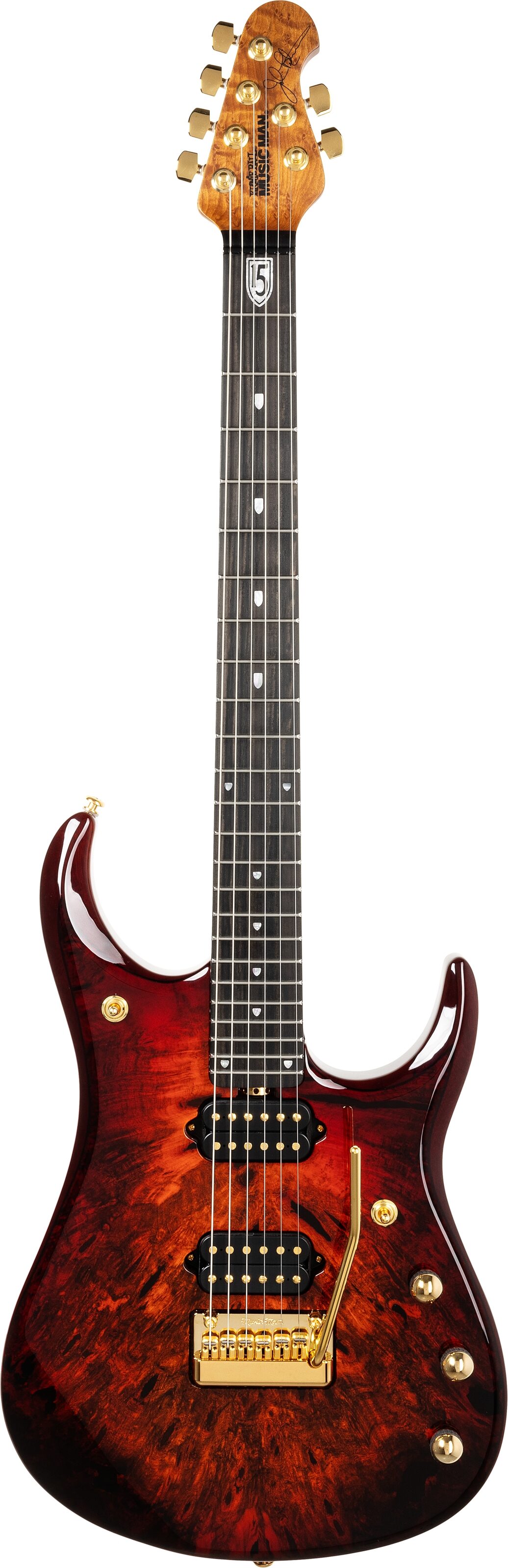 Ernie Ball Music Man JP15 BFR Electric Guitar (with Case), Solar Flare, Action Position Back