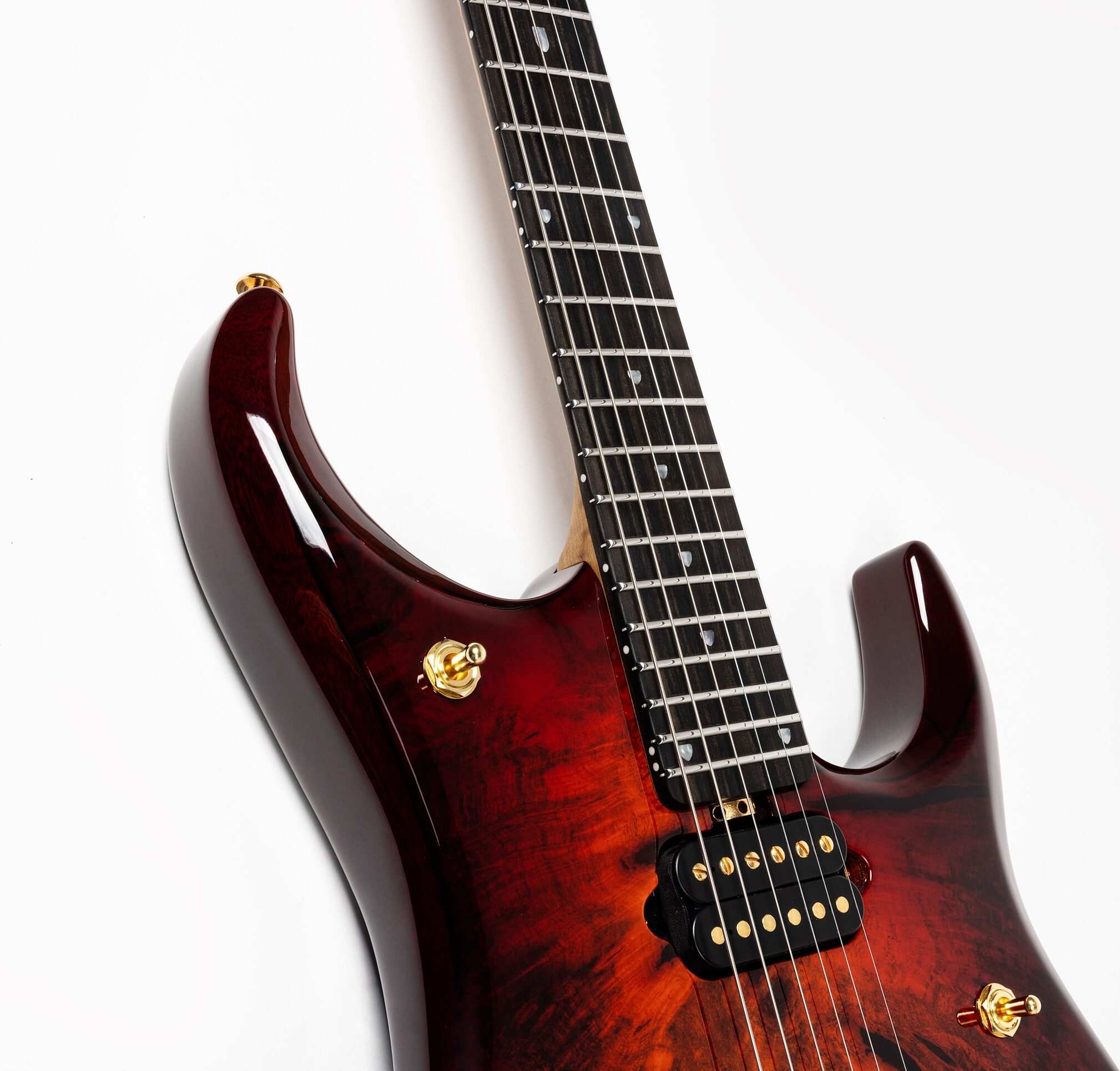 Ernie Ball Music Man JP15 BFR Electric Guitar (with Case), Solar Flare, Action Position Back