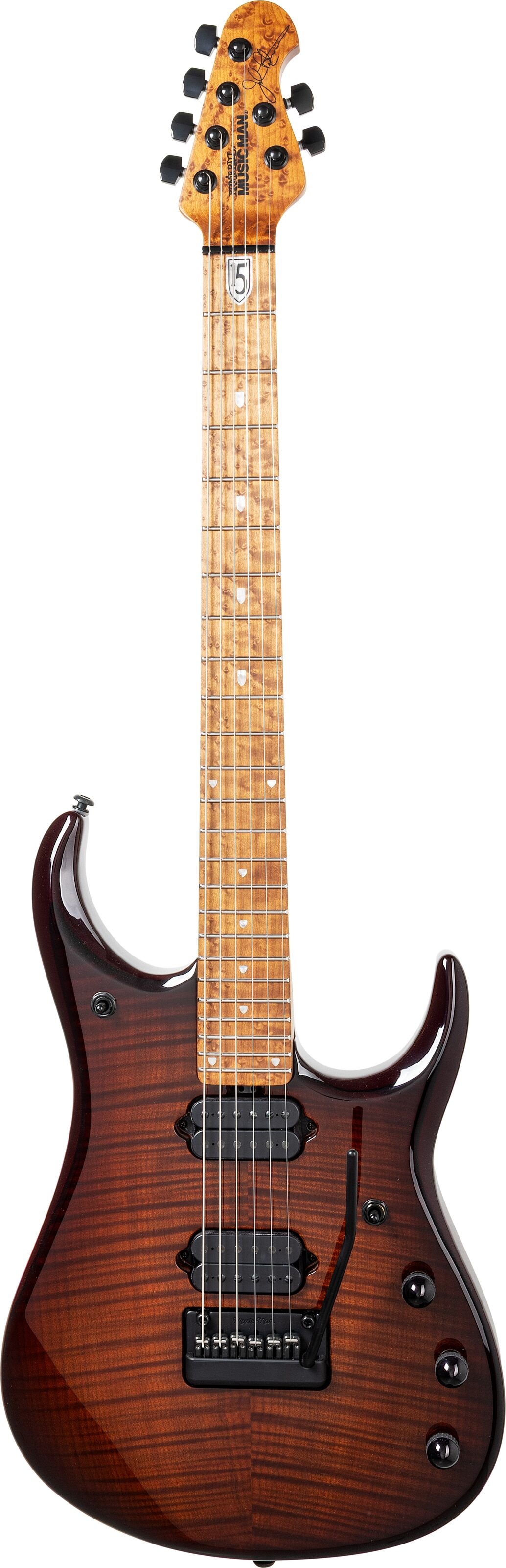 Ernie Ball Music Man John Petrucci JP15 Electric Guitar (with Case), Amber Waves Flame, Action Position Back
