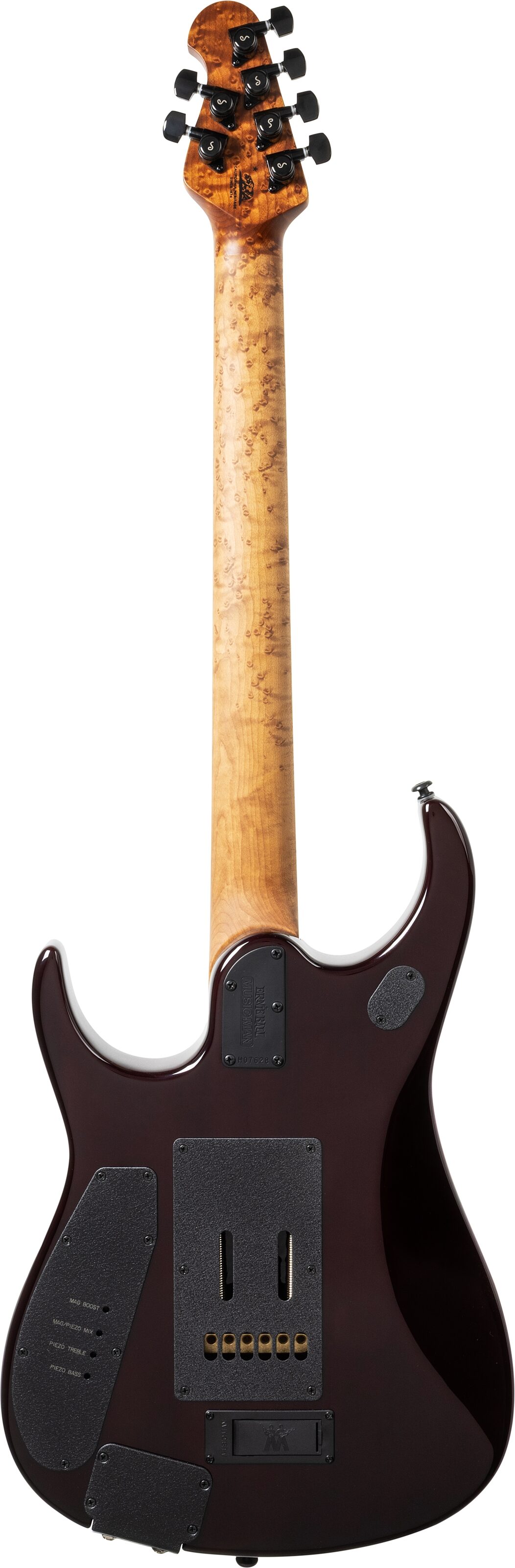 Ernie Ball Music Man John Petrucci JP15 Electric Guitar (with Case), Amber Waves Flame, Action Position Back