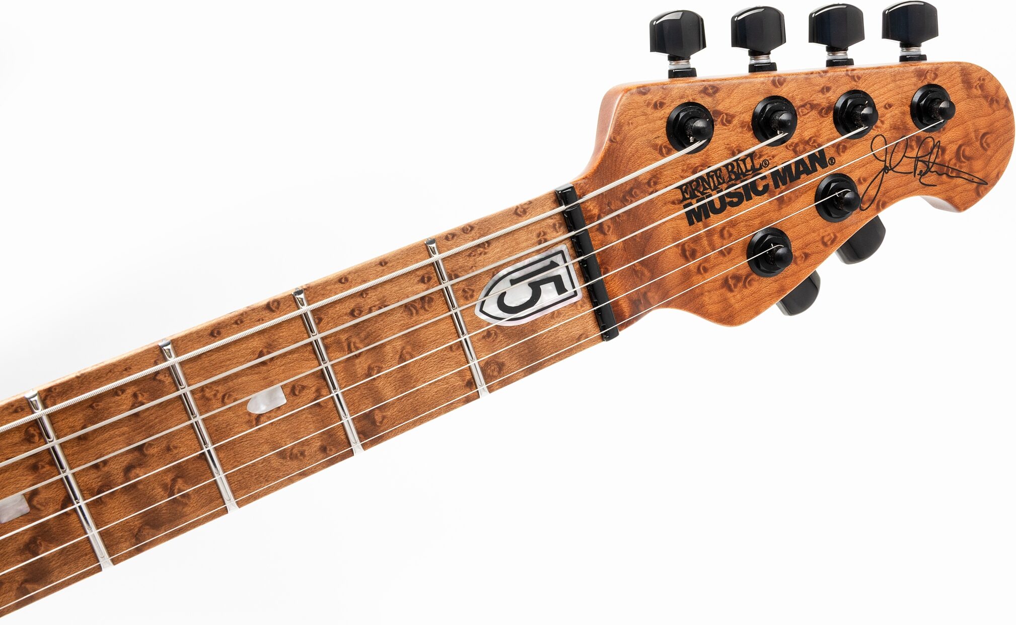 Ernie Ball Music Man John Petrucci JP15 Electric Guitar (with Case), Amber Waves Flame, Action Position Back