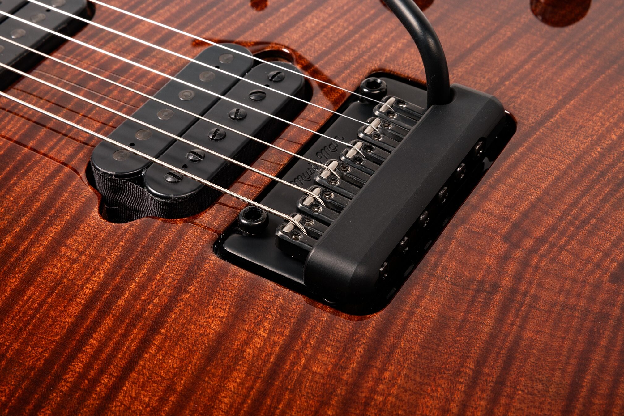 Ernie Ball Music Man John Petrucci JP15 Electric Guitar (with Case), Amber Waves Flame, Action Position Back