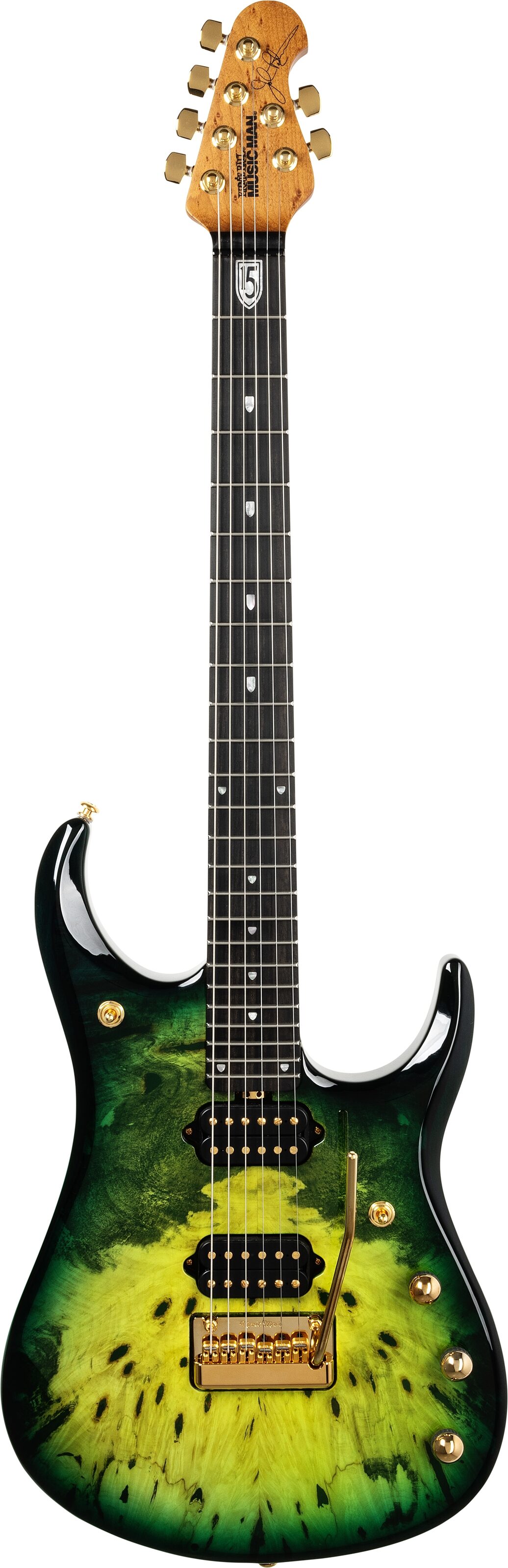 Ernie Ball Music Man JP15 BFR Electric Guitar (with Case), Toxic Sludge, Action Position Back