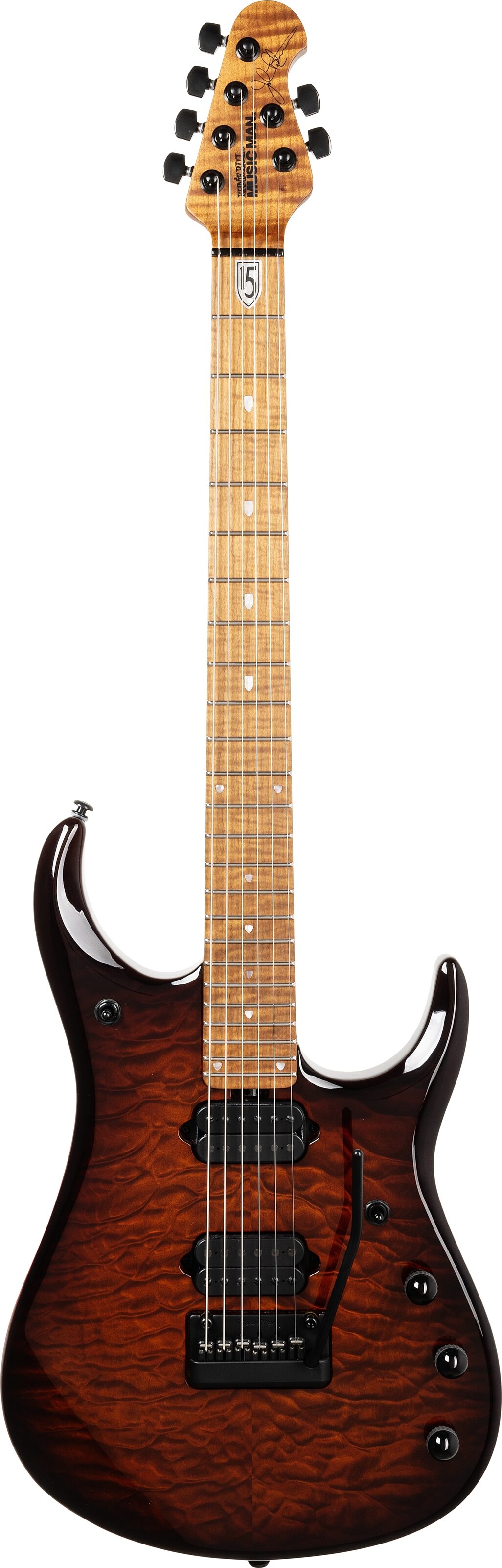Ernie Ball Music Man John Petrucci JP15 Electric Guitar (with Case), Amber Waves Quilt, Action Position Back