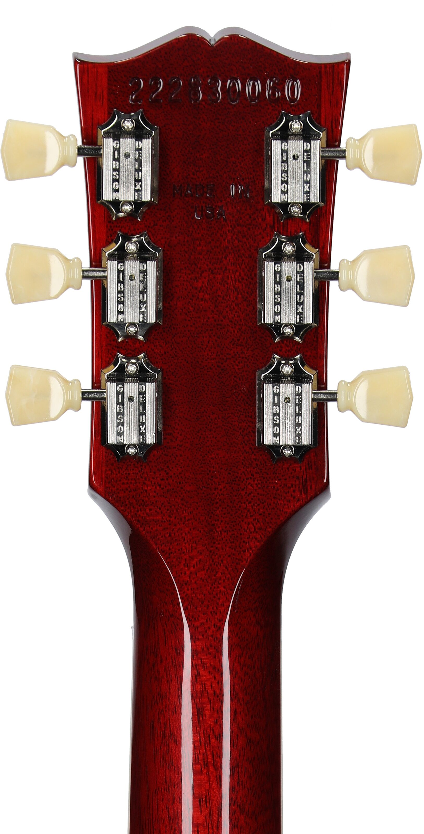 Gibson Les Paul Standard 50s Custom Color Electric Guitar, Figured Top (with Case), Cherry, Serial Number 222830060, Headstock Straight Back