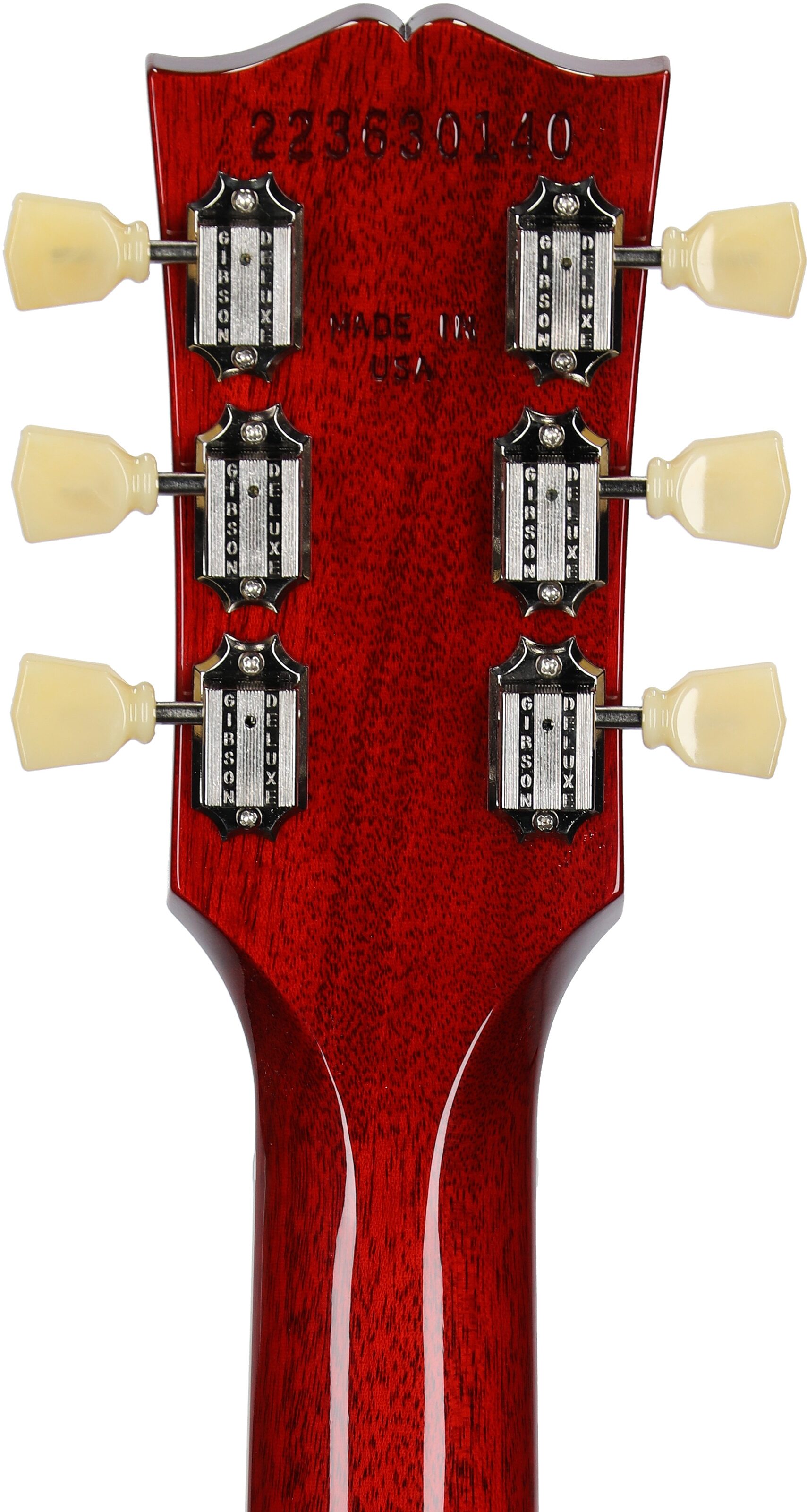 Gibson Les Paul Standard 50s Custom Color Electric Guitar, Figured Top (with Case), Cherry, Serial Number 223630140, Headstock Straight Back