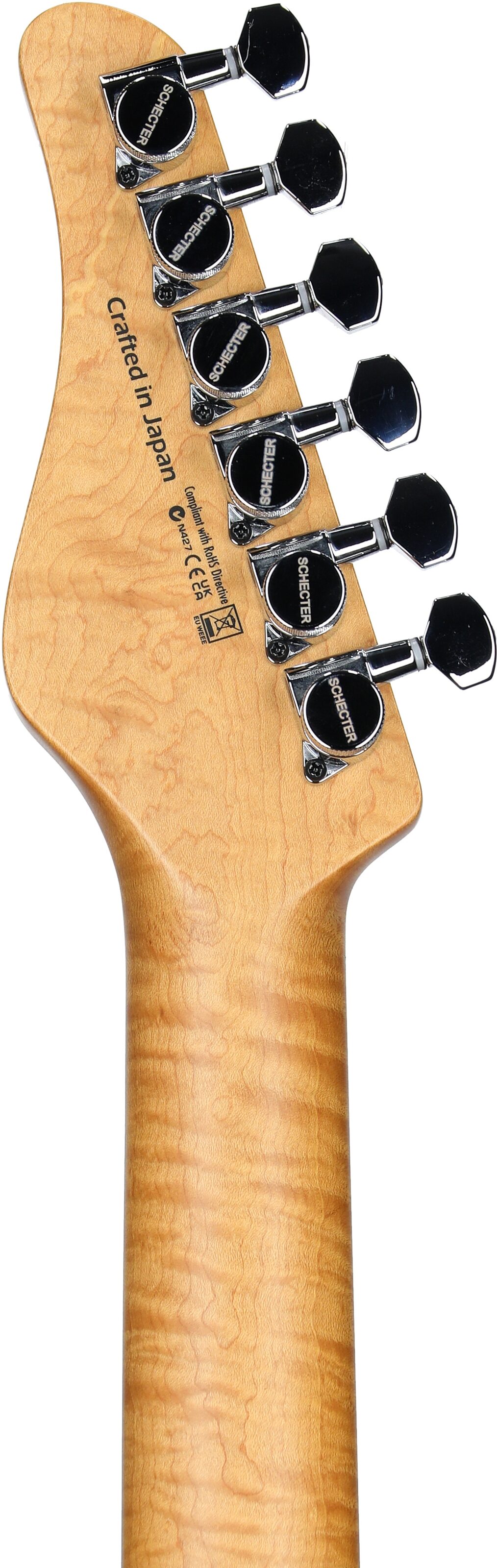Schecter Japan PT Classic Electric Guitar (with Case), Caribbean Fade Burst, Serial Number J22-12016, Headstock Straight Back