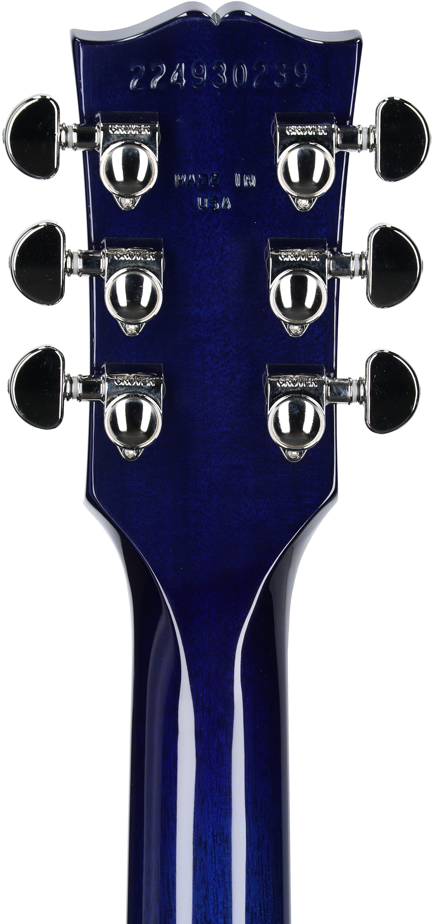 Gibson Les Paul Standard 60s Custom Color Electric Guitar, Figured Top (with Case), Blueberry Burst, Serial Number 224930239, Headstock Straight Back