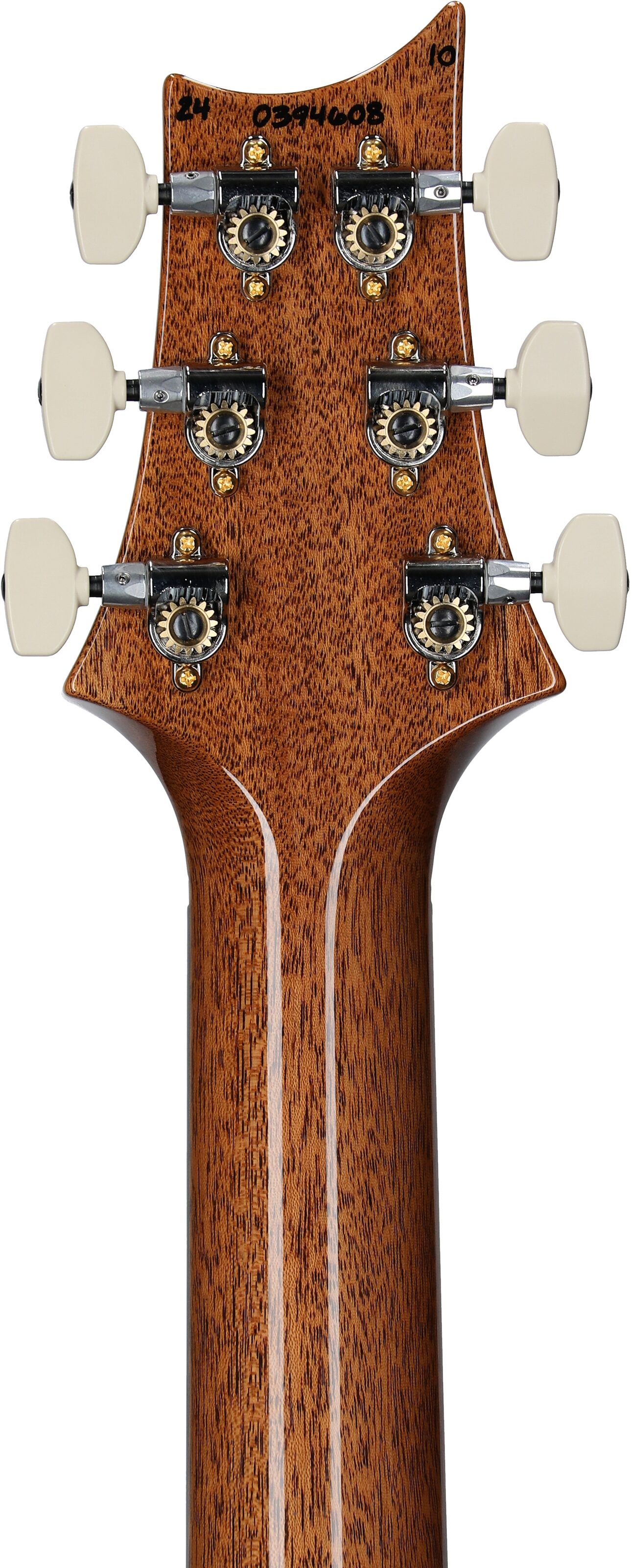 PRS Paul Reed Smith Custom 24-08 10-Top Pattern Thin Electric Guitar (with Case), Charcoal, Serial Number 0394608, Headstock Straight Back