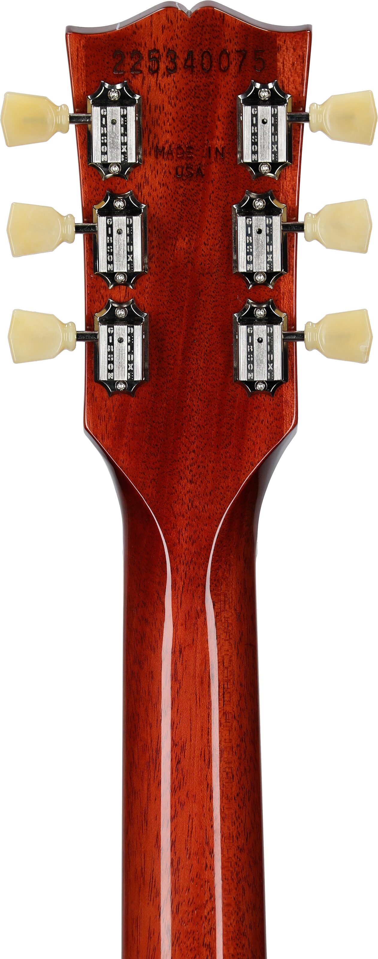 Gibson ES-335 Electric Guitar (with Case), Watermelon, Serial Number 225340075, Headstock Straight Back