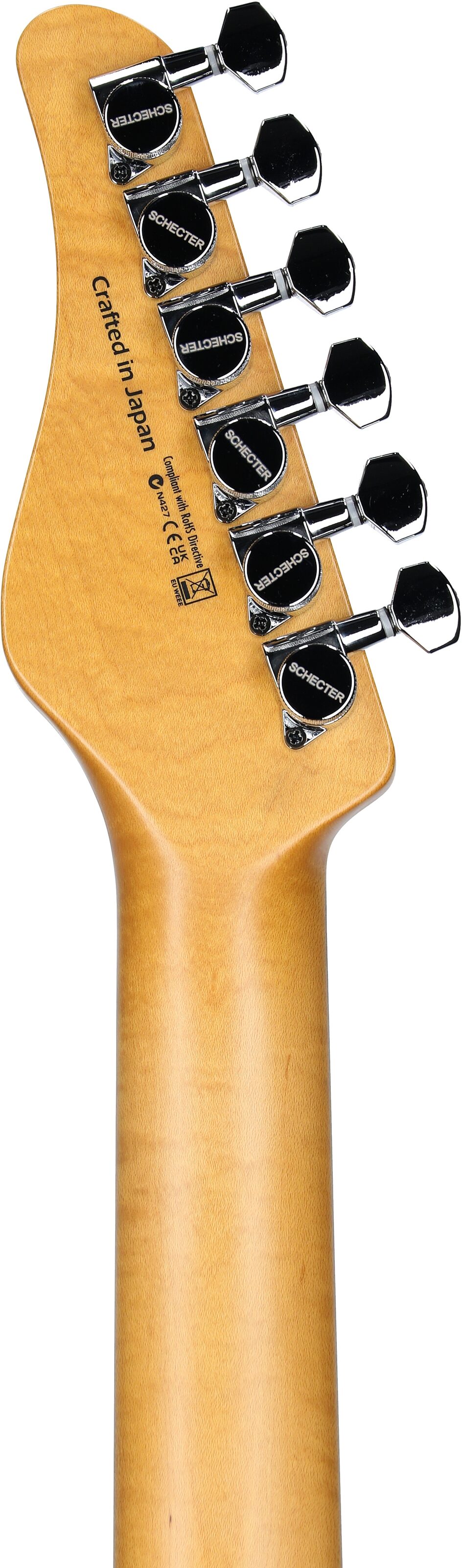 Schecter Japan PT Classic Electric Guitar (with Case), Transparent Fade Burst, Serial Number J22-09197, Headstock Straight Back