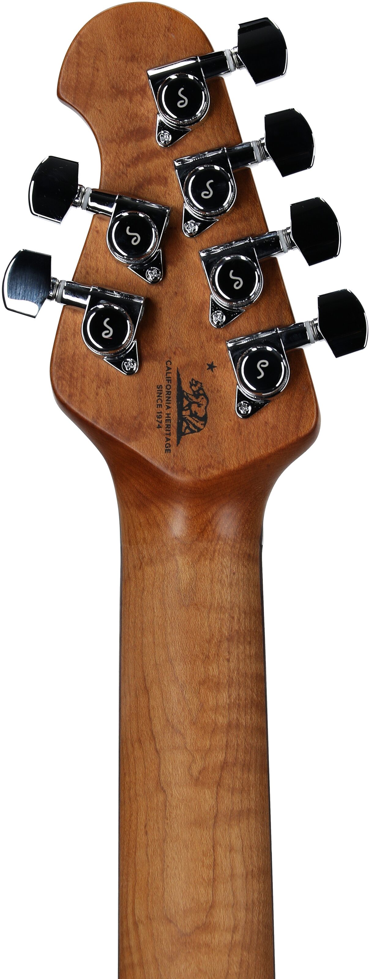 Ernie Ball Music Man Maple Top Luke 4 HH Electric Guitar (with Gig Bag), Gator Burst, Serial Number H05029, Headstock Straight Back