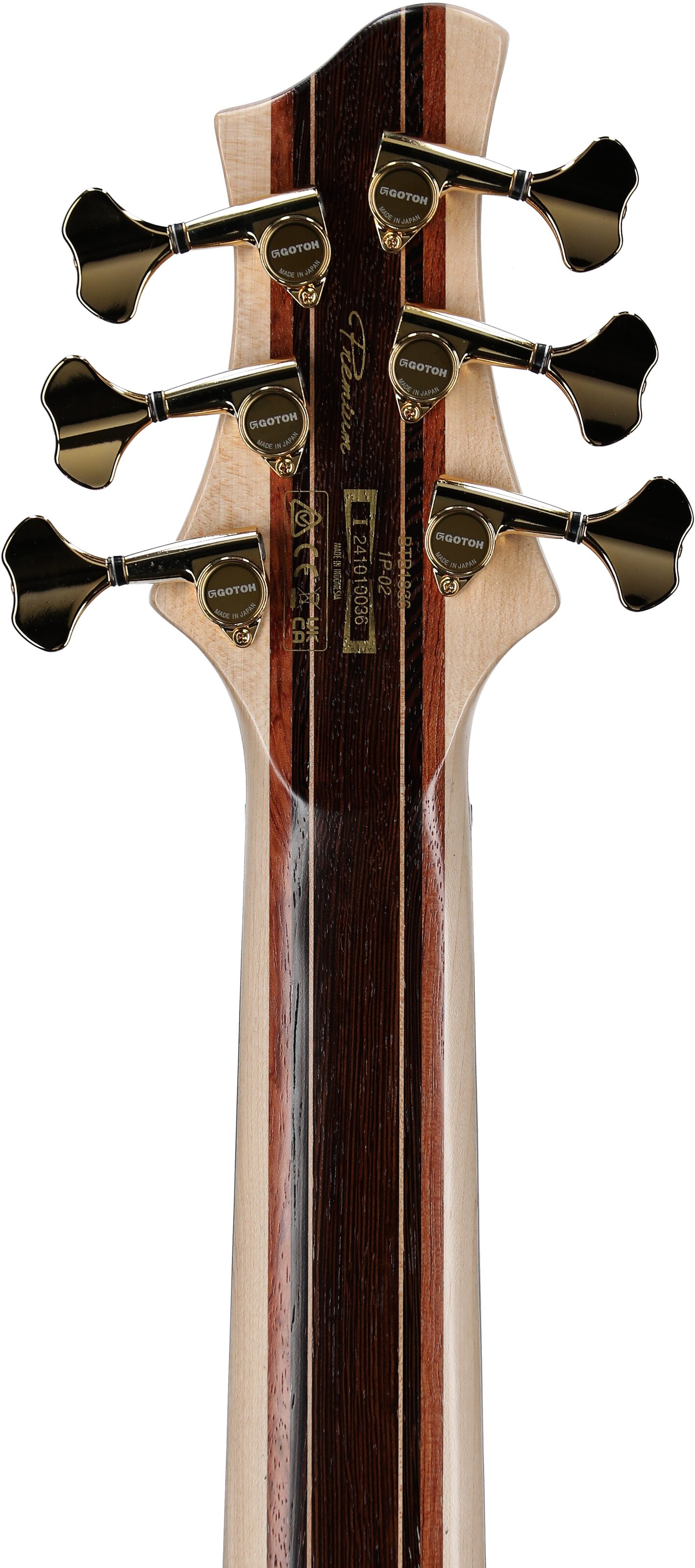 Ibanez BTB1836 Premium Electric Bass, 6-String (with Gig Bag), Natural Shadow, Serial Number 241010036, Headstock Straight Back